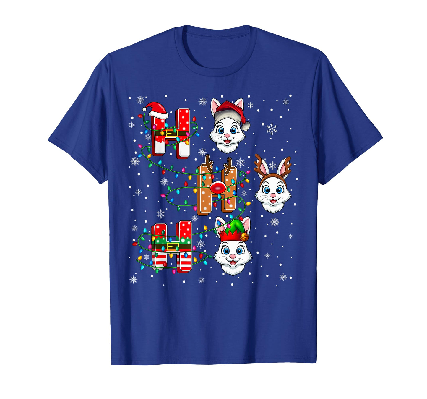 Ho Ho Ho Santa Reindeer Hat Elf Bunny Animal Christmas T-Shirt