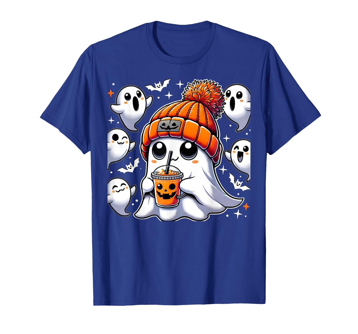Halloween Costume Ghost Drinking Pumpkin Men Women Girls T-Shirt