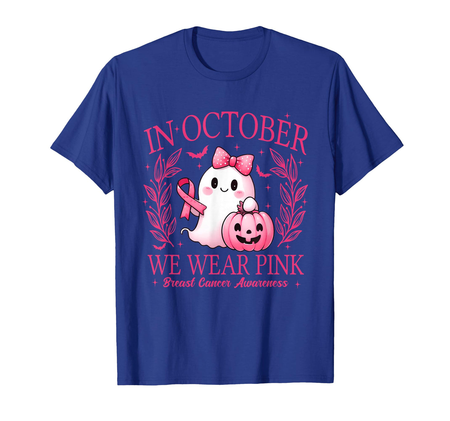 in October We Wear Pink Coquette Breast Cancer Halloween T-Shirt