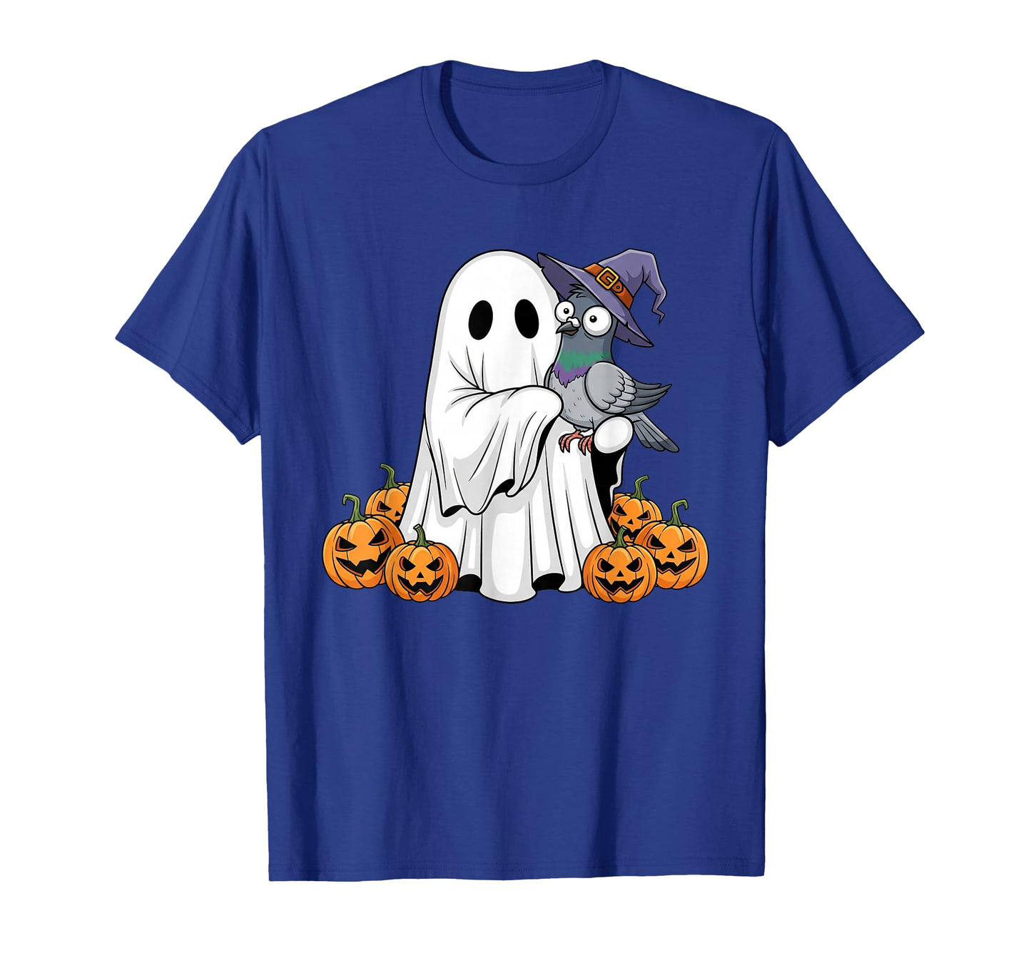 Funny Ghost Pigeon Pumpkin Halloween Kids Mens Womens T-Shirt