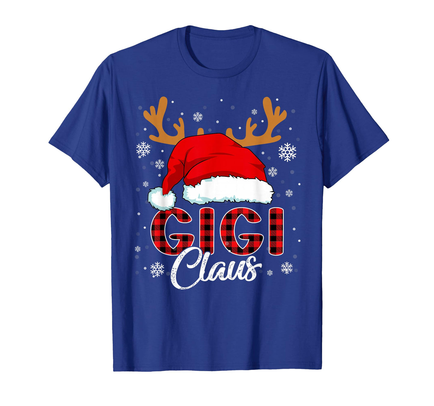 Gigi Claus Santa Hat Christmas Red Plaid Matching Family T-Shirt
