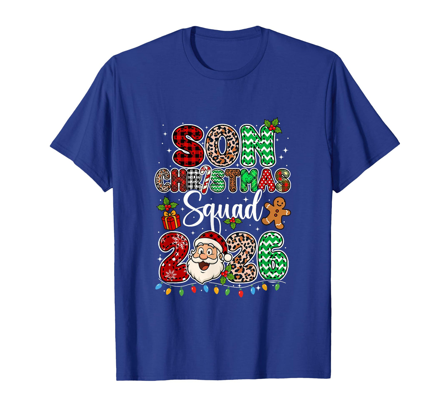 Son Christmas Crew 2026 Leopard Funny Santa Family Group T-Shirt