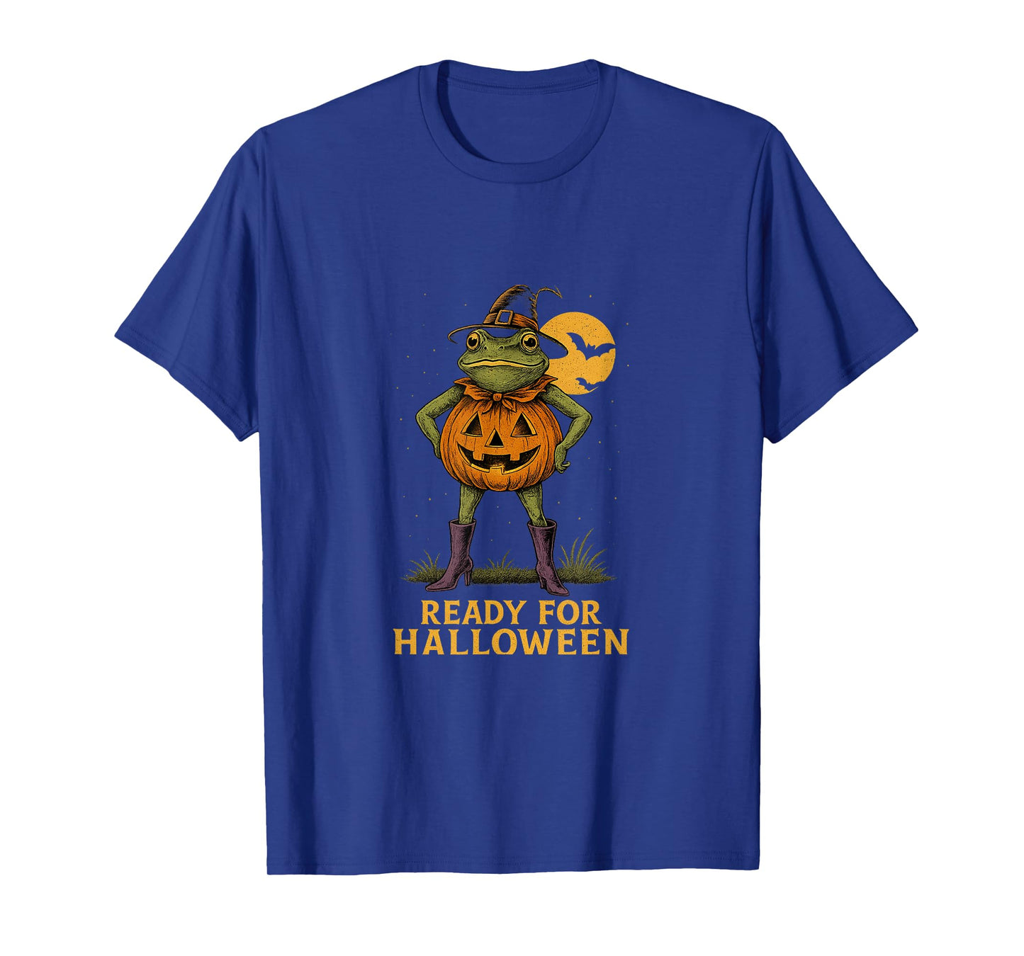 Ready for Halloween Frog Witch Hat Pumpkin Spooky Season T-Shirt