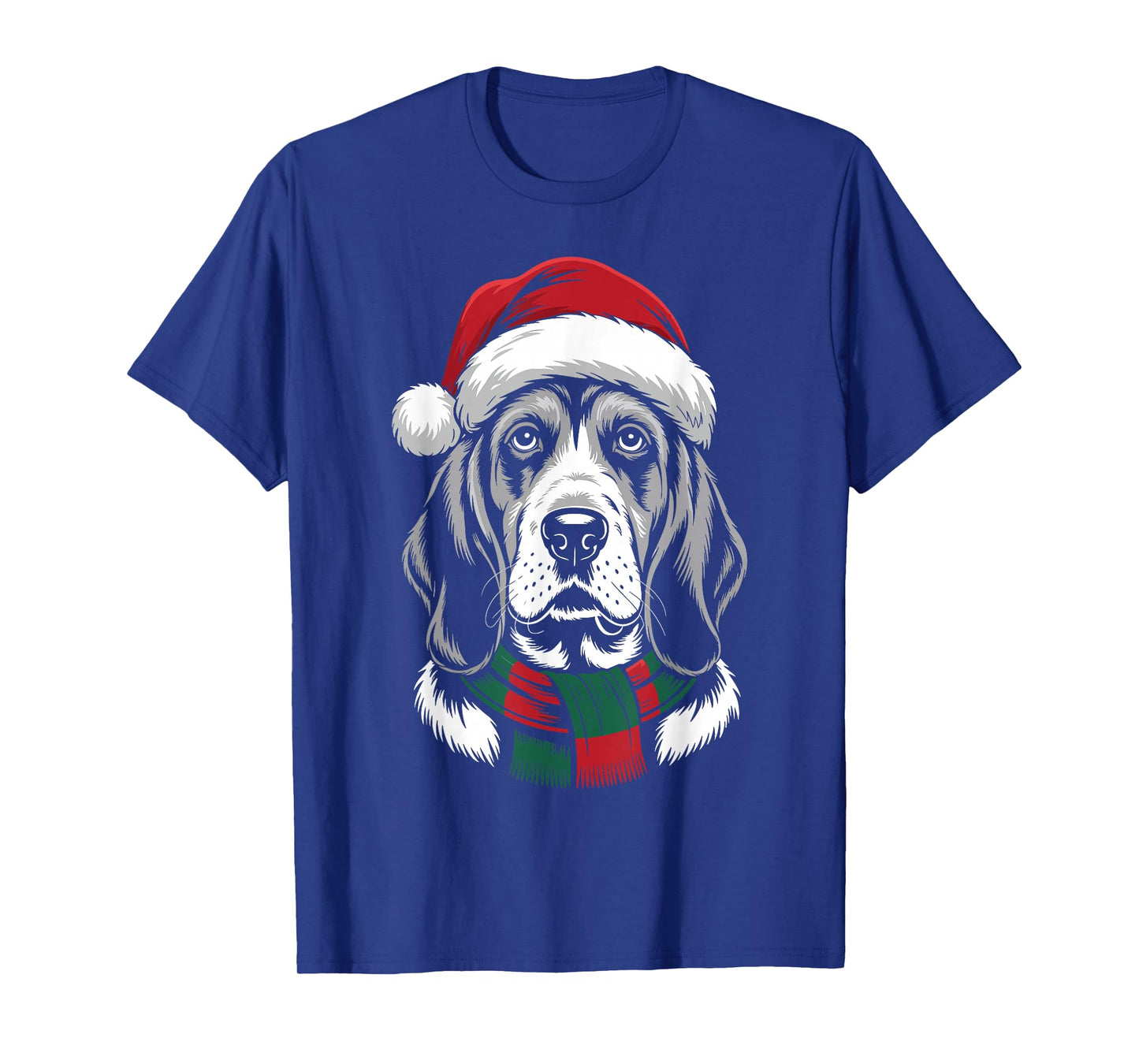 Bloodhound Dog Xmas Santa Hat Scarf Christmas Costume T-Shirt