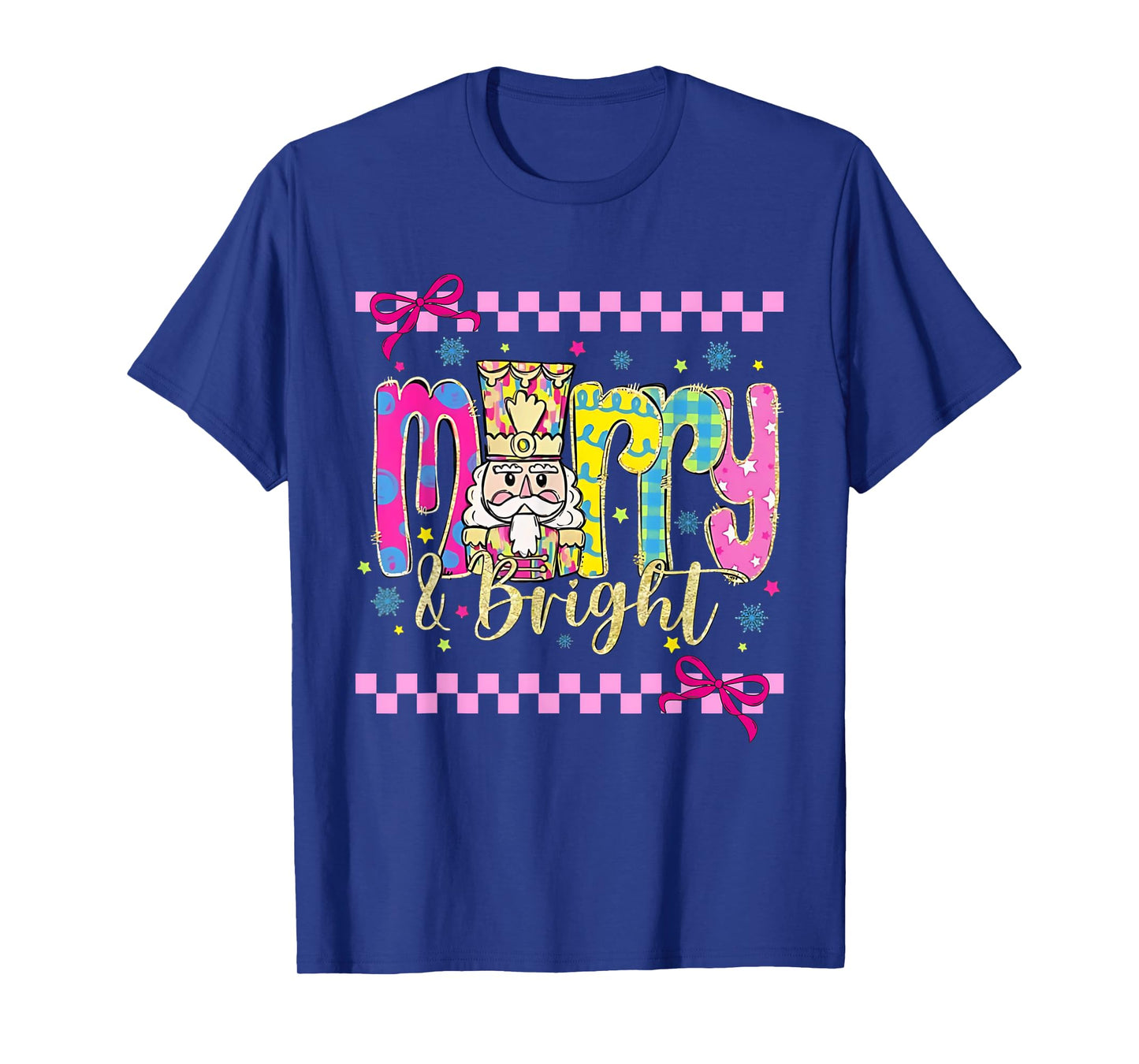 Coquette Bow Merry Bright Christmas Xmas Pajamas Holiday T-Shirt