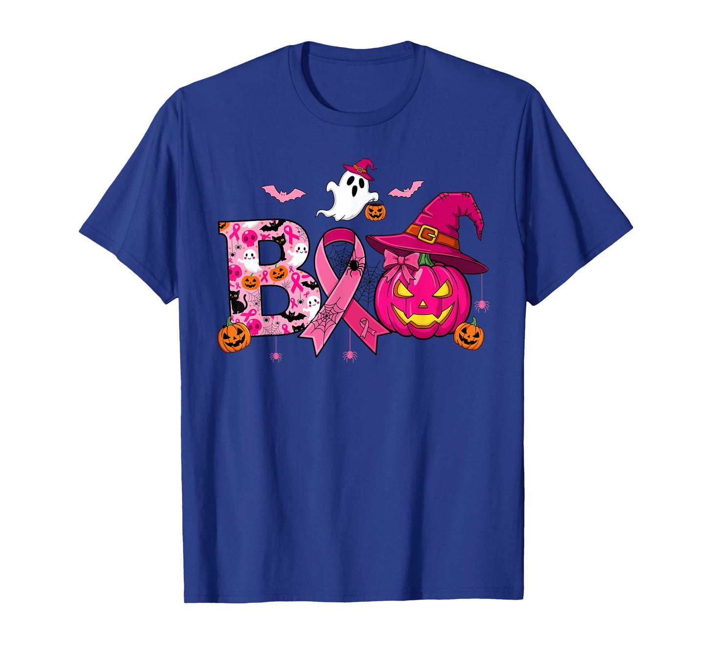 Boo Ghost Breast Cancer Awareness Halloween Witchy Pumpkin T-Shirt