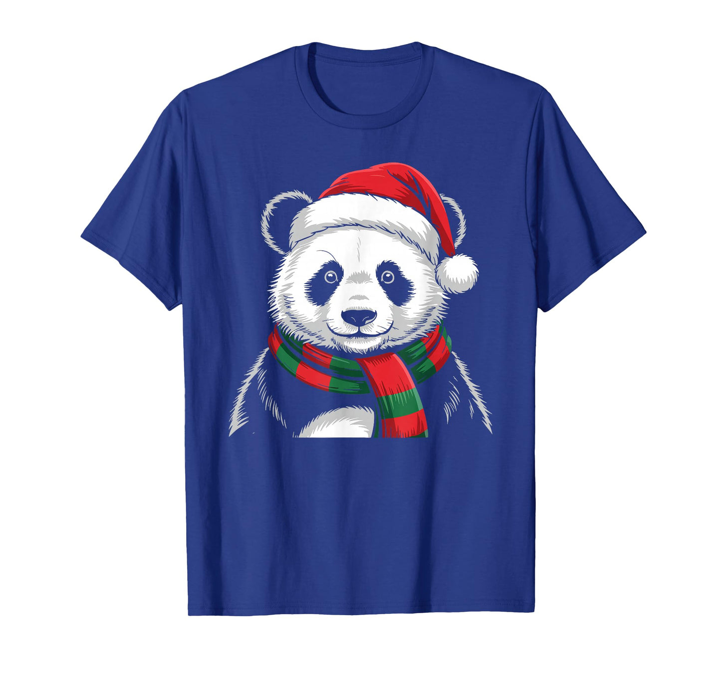 Panda Xmas Santa Hat Scarf Christmas Costume T-Shirt