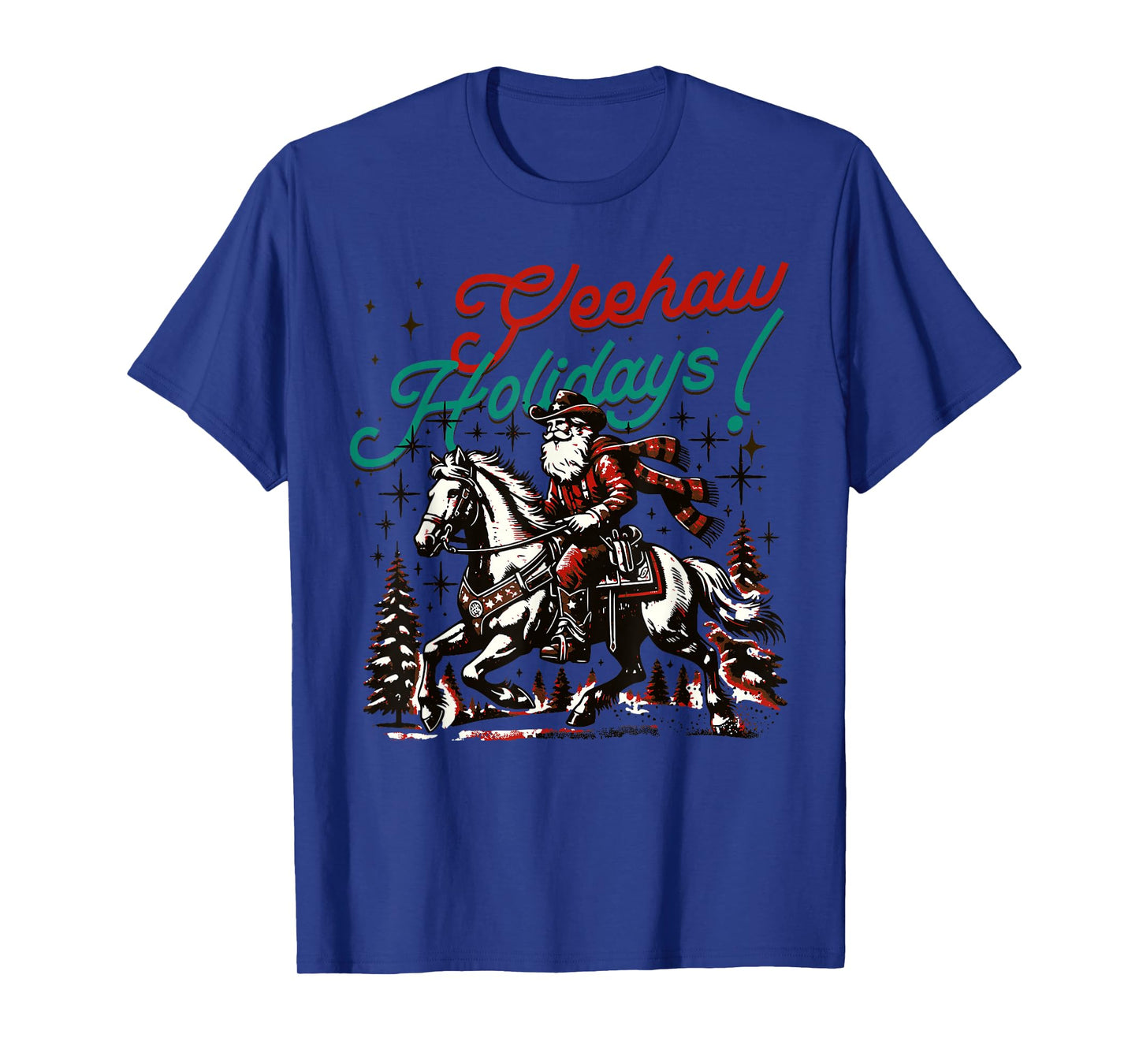 Yeehaw Holidays Funny Santa Cowboy Riding Horse T-Shirt