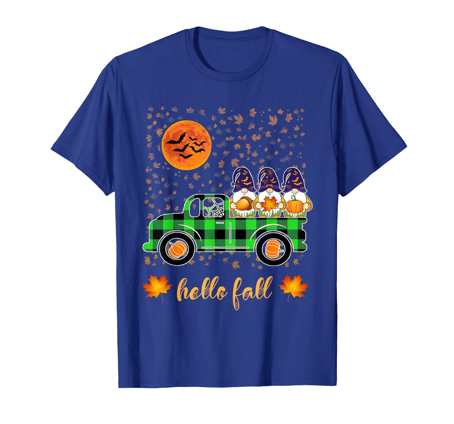 Funny Halloween Gnomes Witch Holding Pumpkin Riding Truck T-Shirt