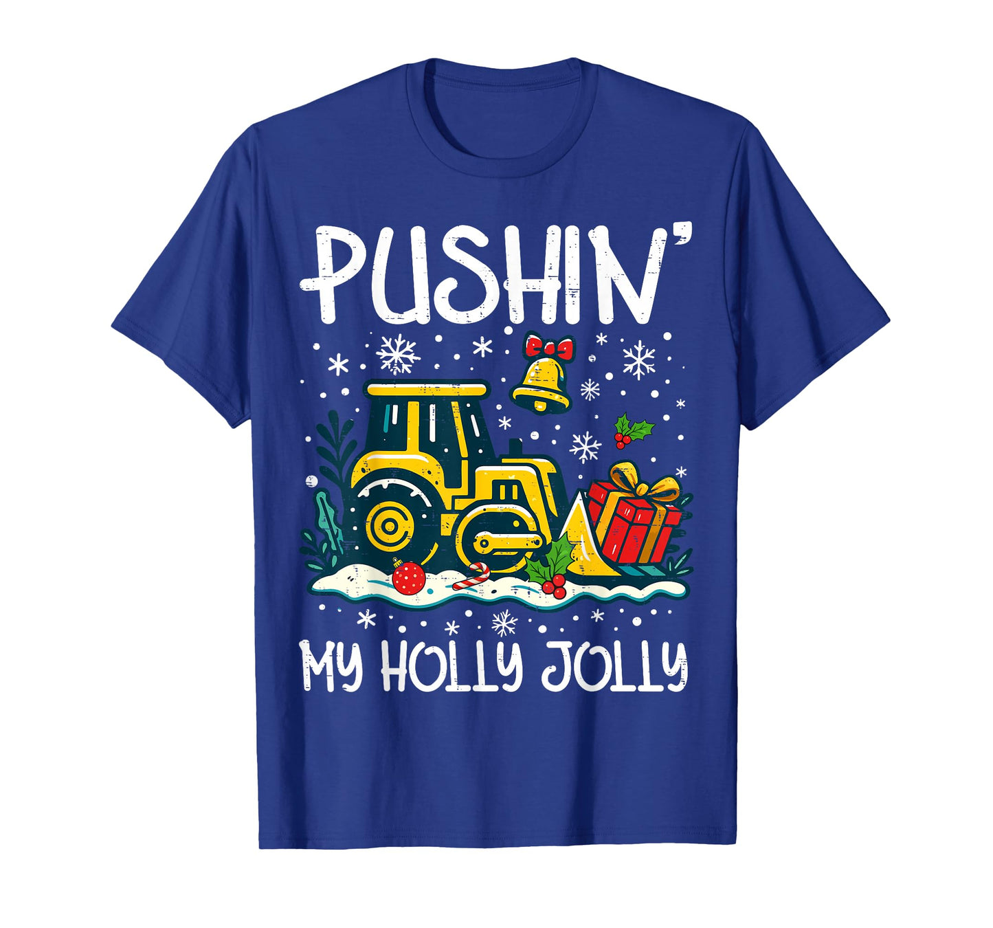 Pushin My Holly Xmas Jolly Tractor Christmas Kids Boy Pjs T-Shirt