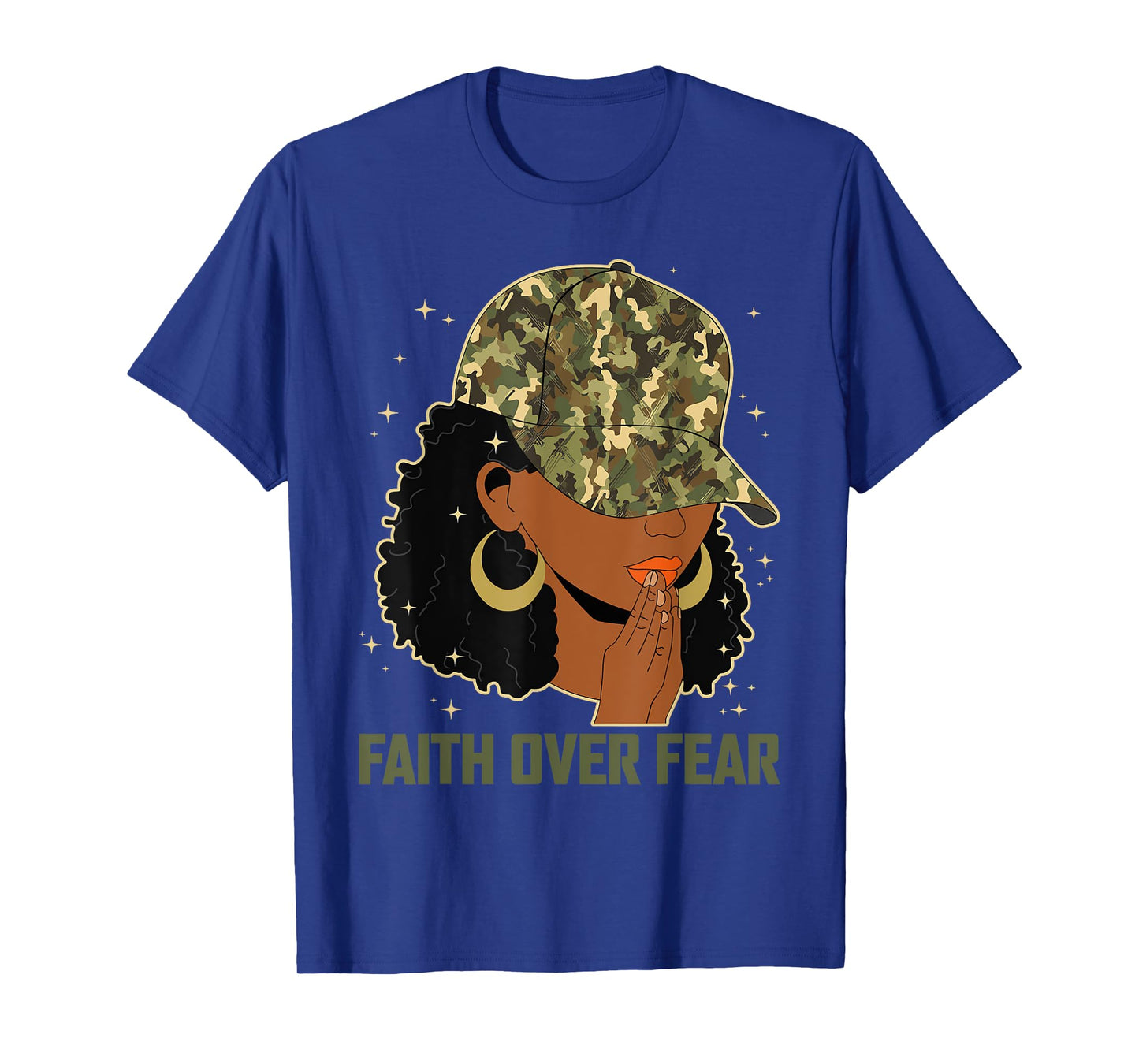 Faith Over Fear Christian Camo African American Afro Women T-Shirt