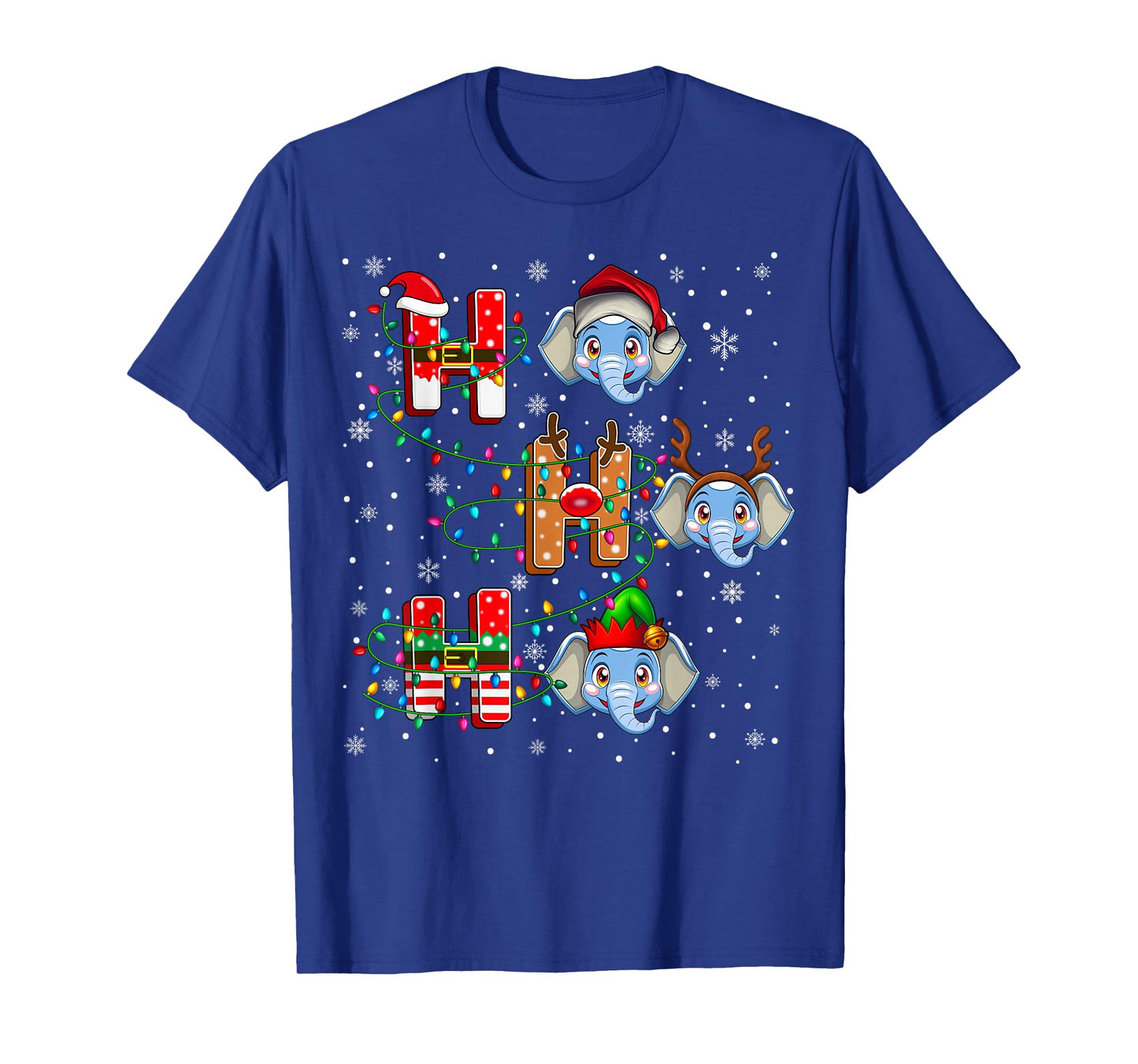 Ho Ho Ho Santa Reindeer Hat Elf Elephant Animal Christmas T-Shirt