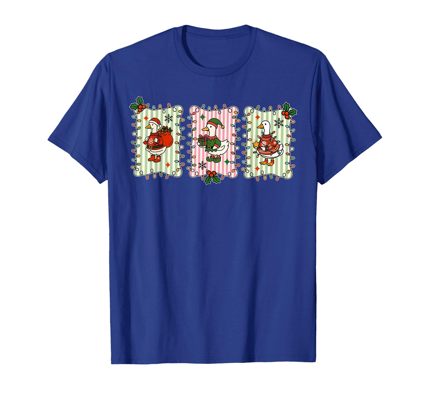 Retro Christmas Silly Goose Christmas Light Goosemas Funny T-Shirt