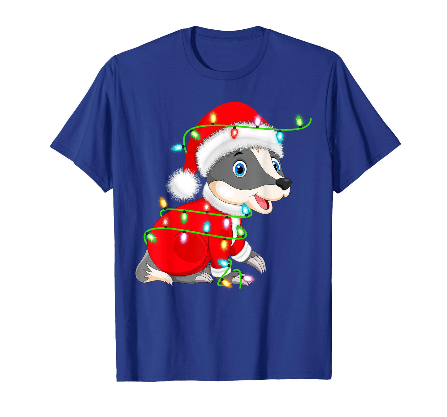 Badger Christmas Lights Santa Costume Cute Animal Xmas T-Shirt