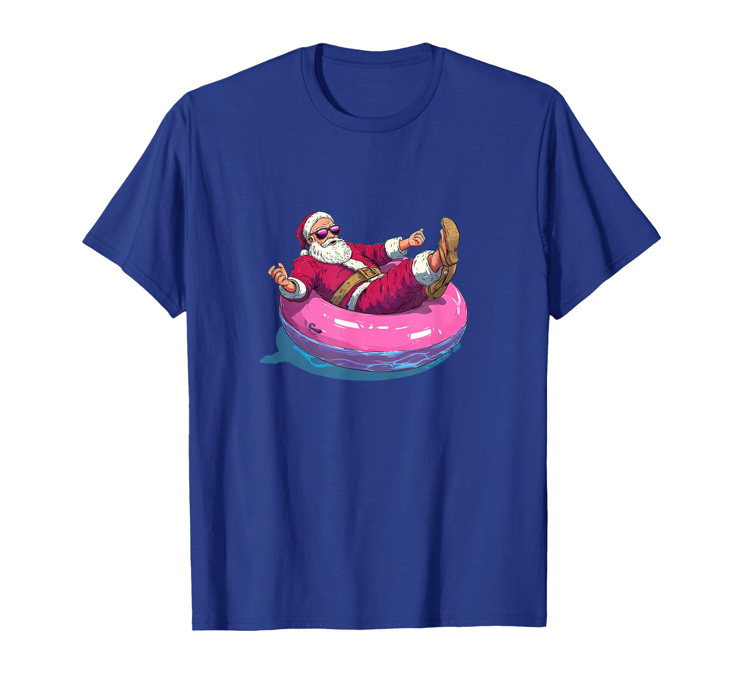Great Festive Santa Look with Pool Ring for Beach Holiday T-Shirt