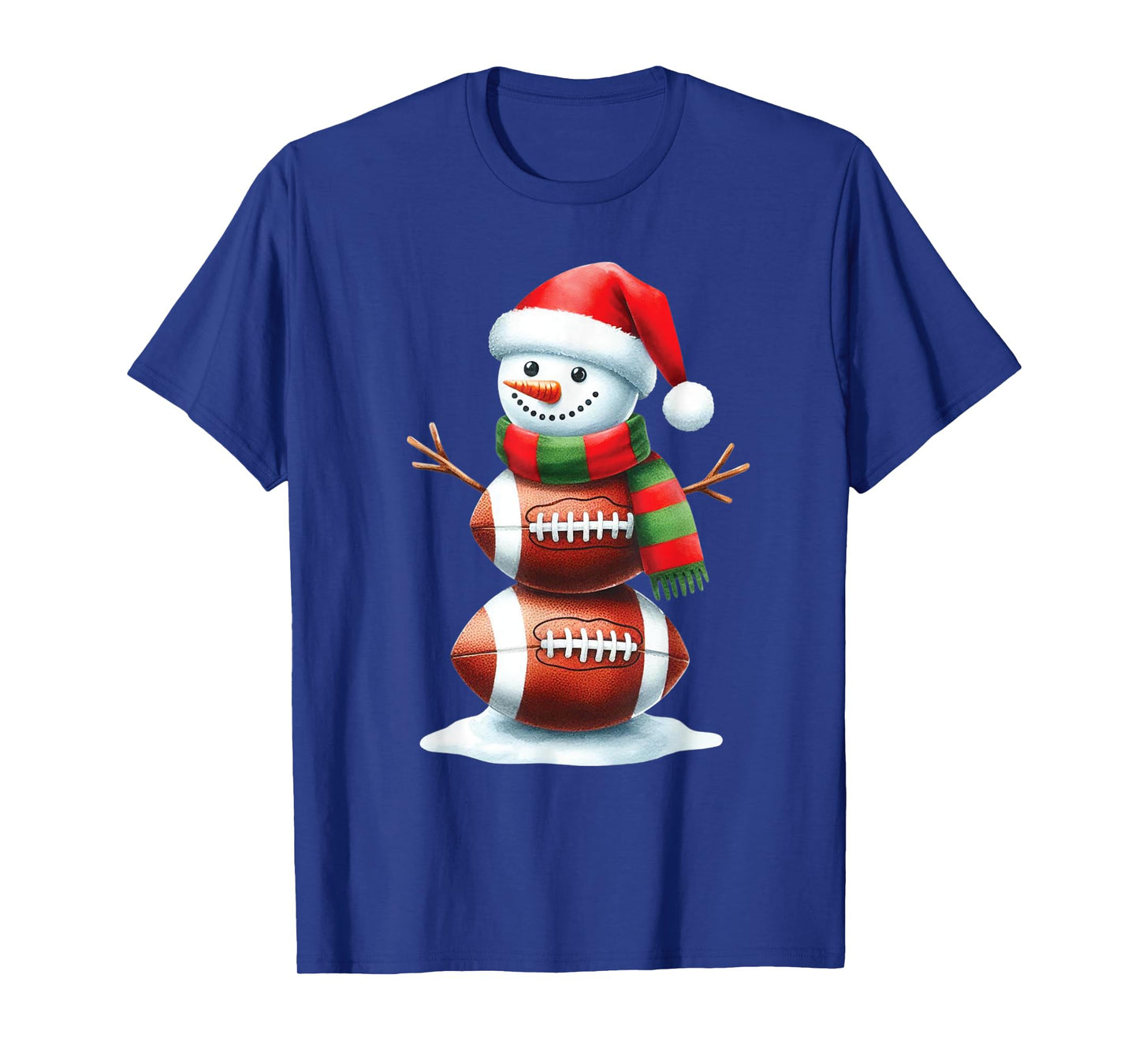 Christmas Football Women Men Kids Christmas Snowman Football T-Shirt