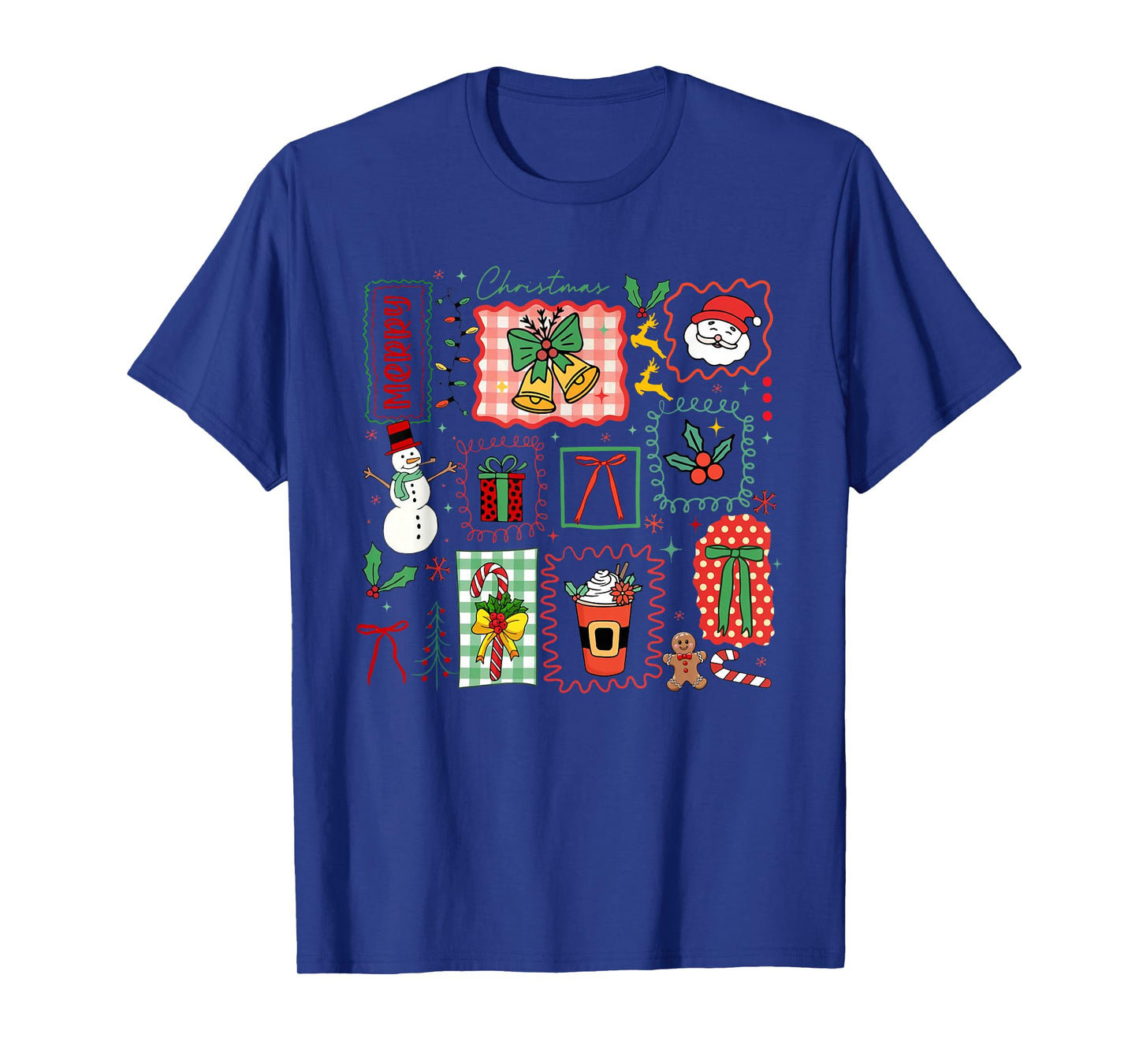 Cute Coquette Bow Christmas Santa Snowman Vintage Merry Xmas T-Shirt