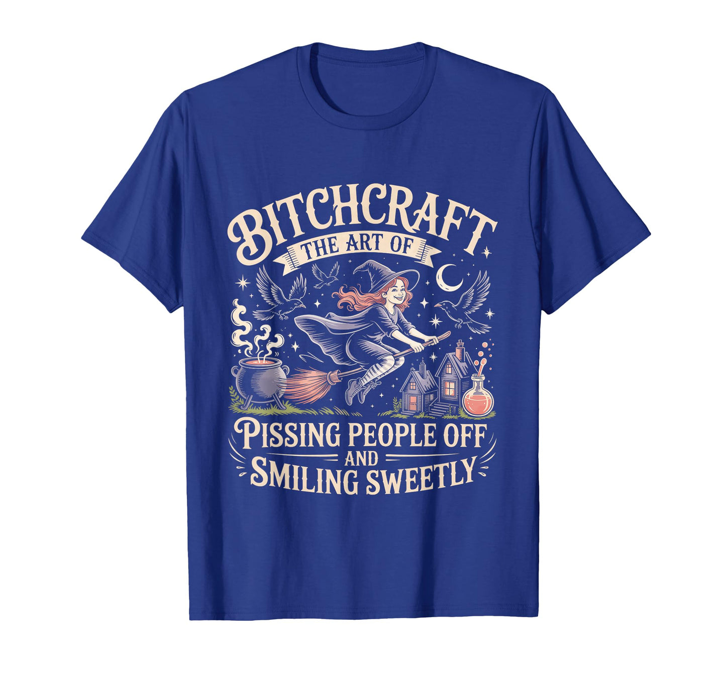 Sarcastic Witch Moonlit Broom Halloween Quote T-Shirt