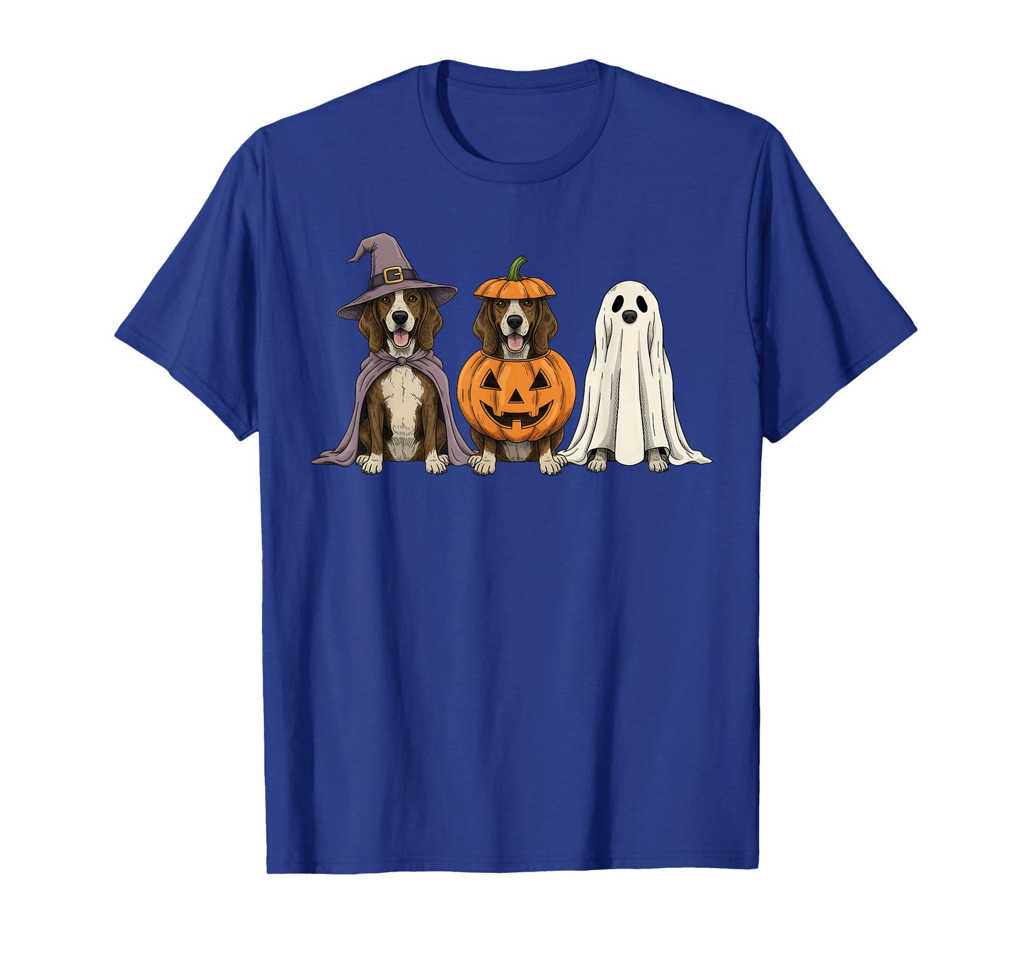Spooky Ghost Plott Hound Pumpkin Halloween Dog Lover T-Shirt
