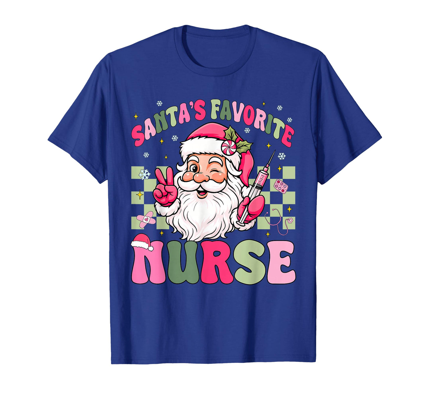 Santa's Favorite Nurse Groovy Christmas Teacher Boys Girls T-Shirt