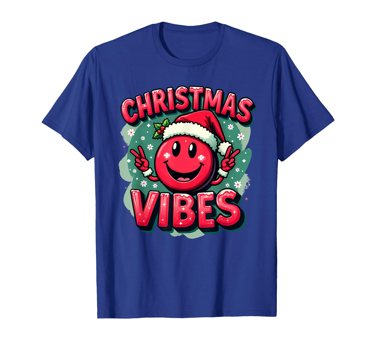Santa Hat Smile Emoticon Christmas Vibes T-Shirt