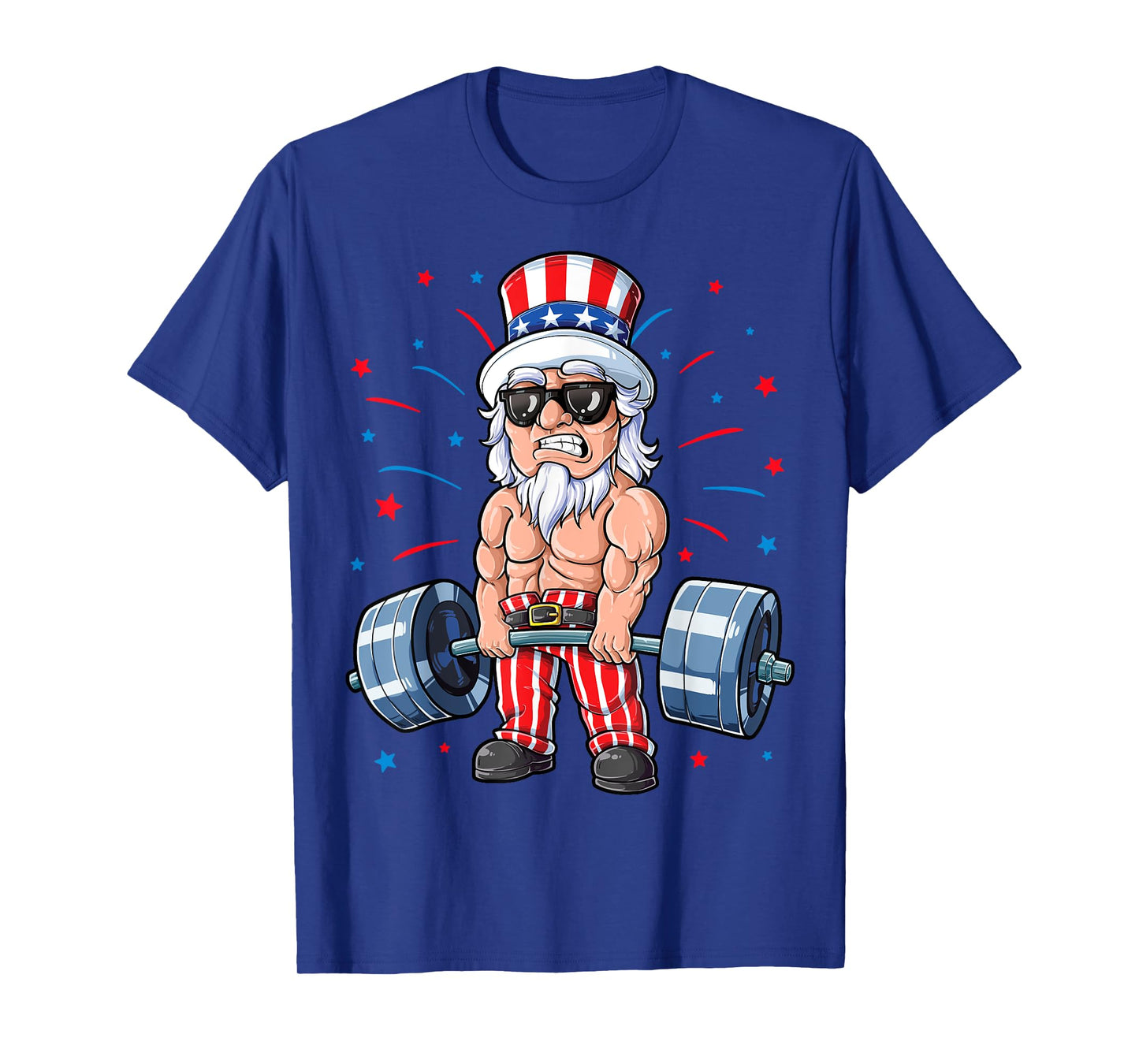 Uncle Sam Weightlifting 4th Of July Men Deadlift Fitness Gym T-Shirt