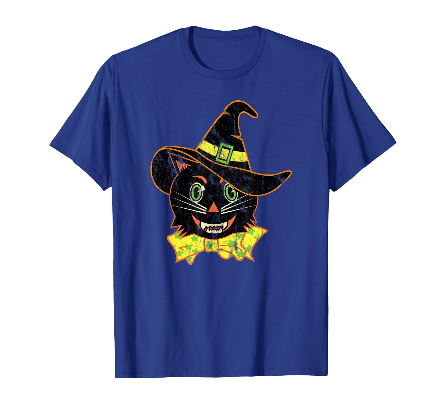 Vintage Halloween Witch Hat Cat T-Shirt