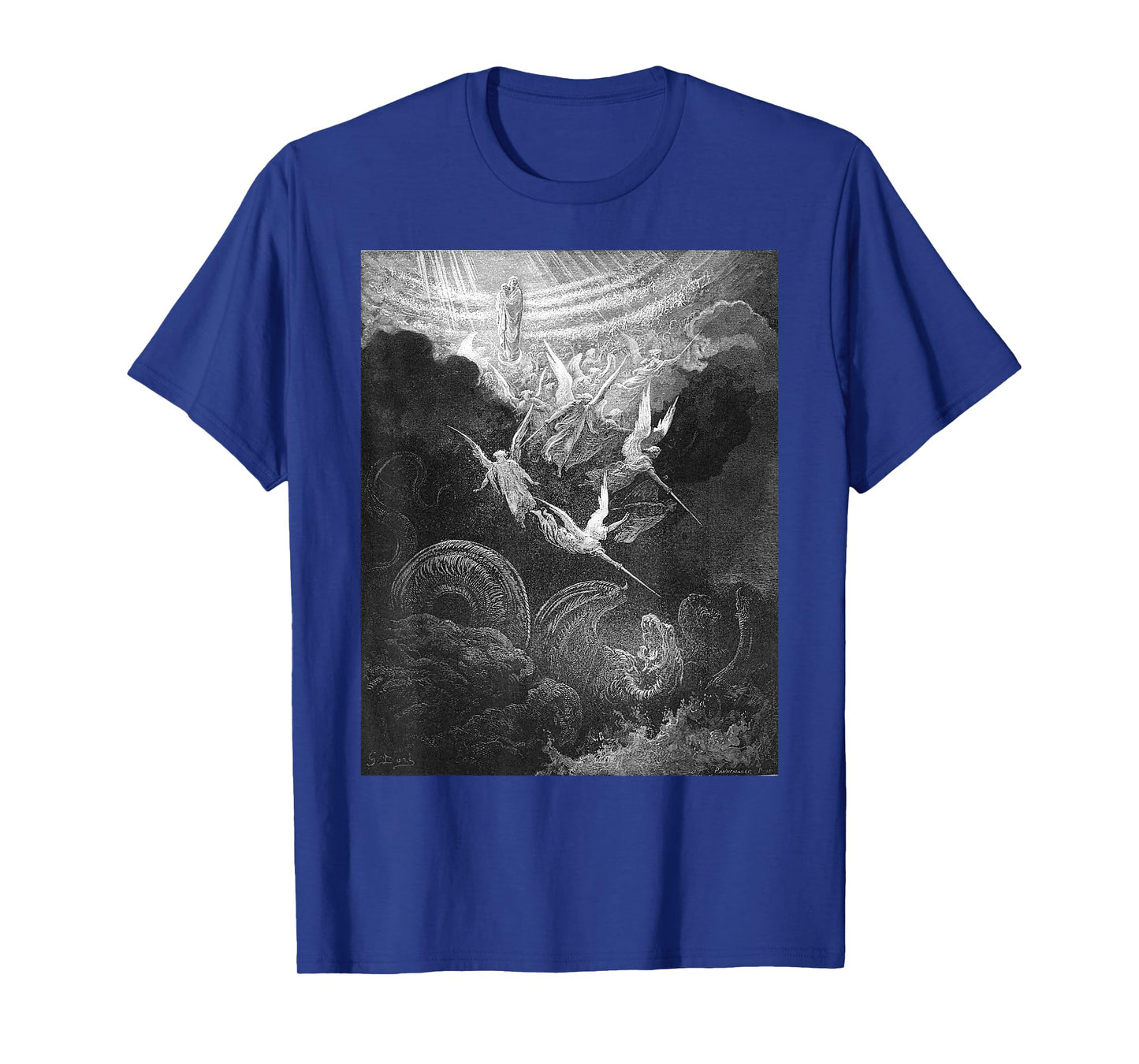 Gustave Dore Archangel Michael and Angels Fighting Dragon T-Shirt