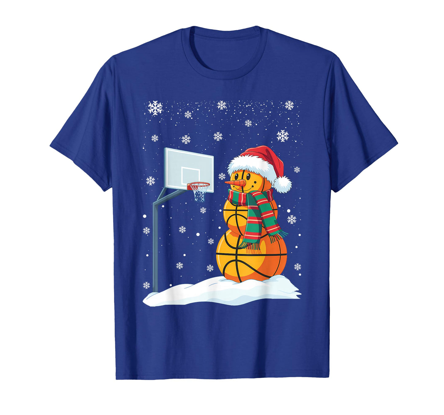 Basketball Snowman Santa Claus Christmas Hat Funny Baller T-Shirt