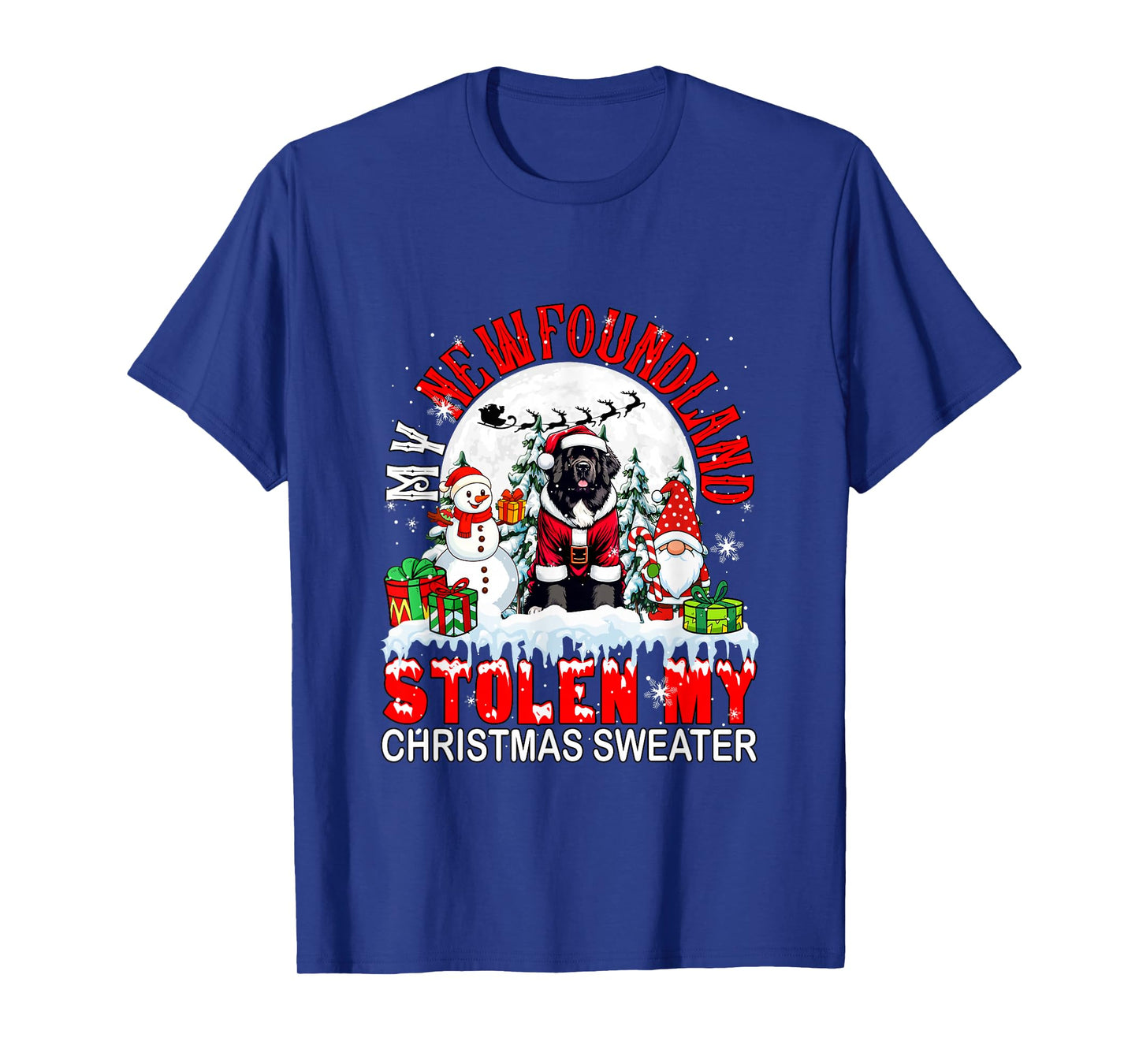 My Newfoundland Stolen My Christmas Sweater Santa Dog Owner T-Shirt