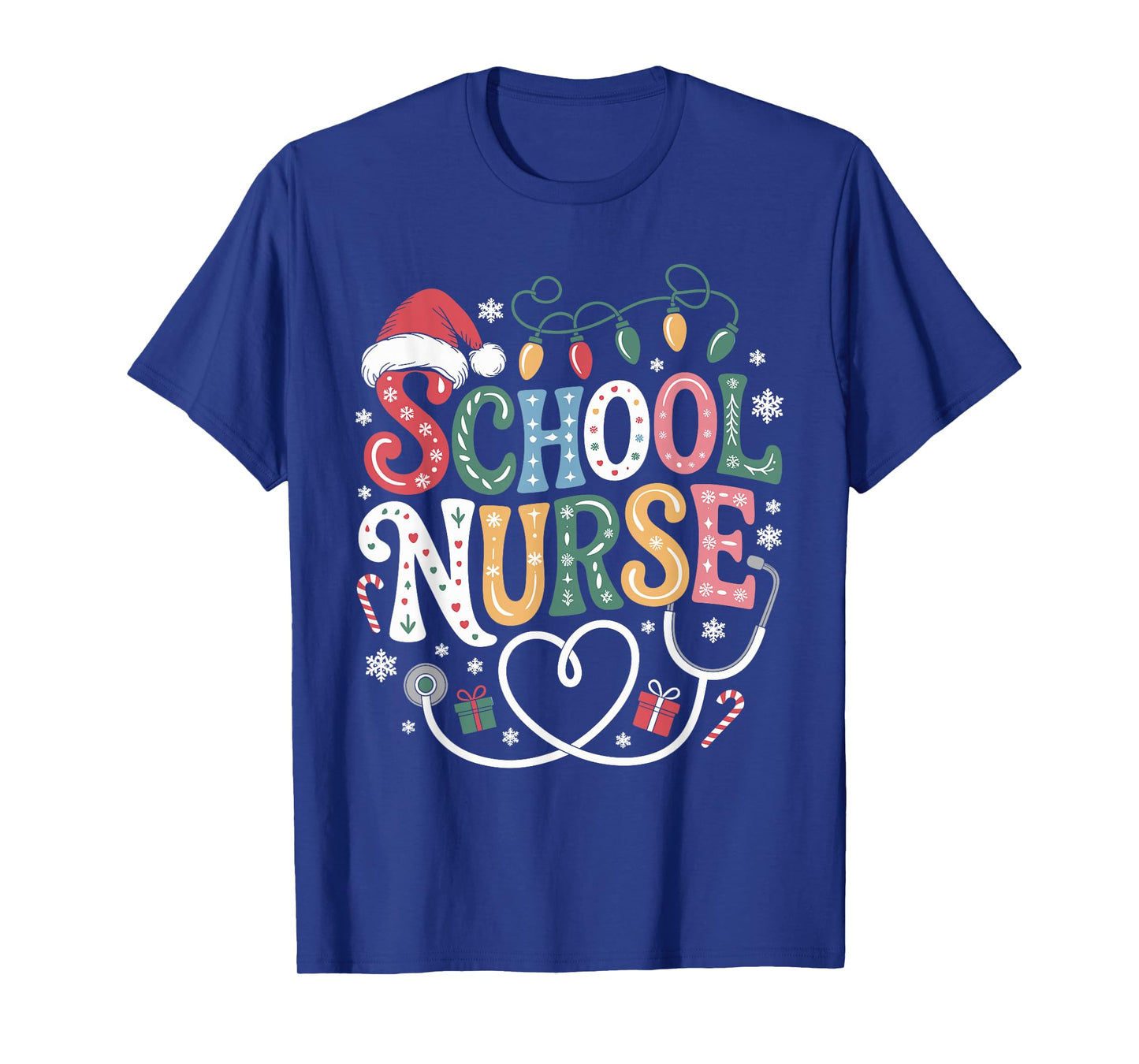School Nurse Christmas Santa Cap Nursing Humor Xmas T-Shirt