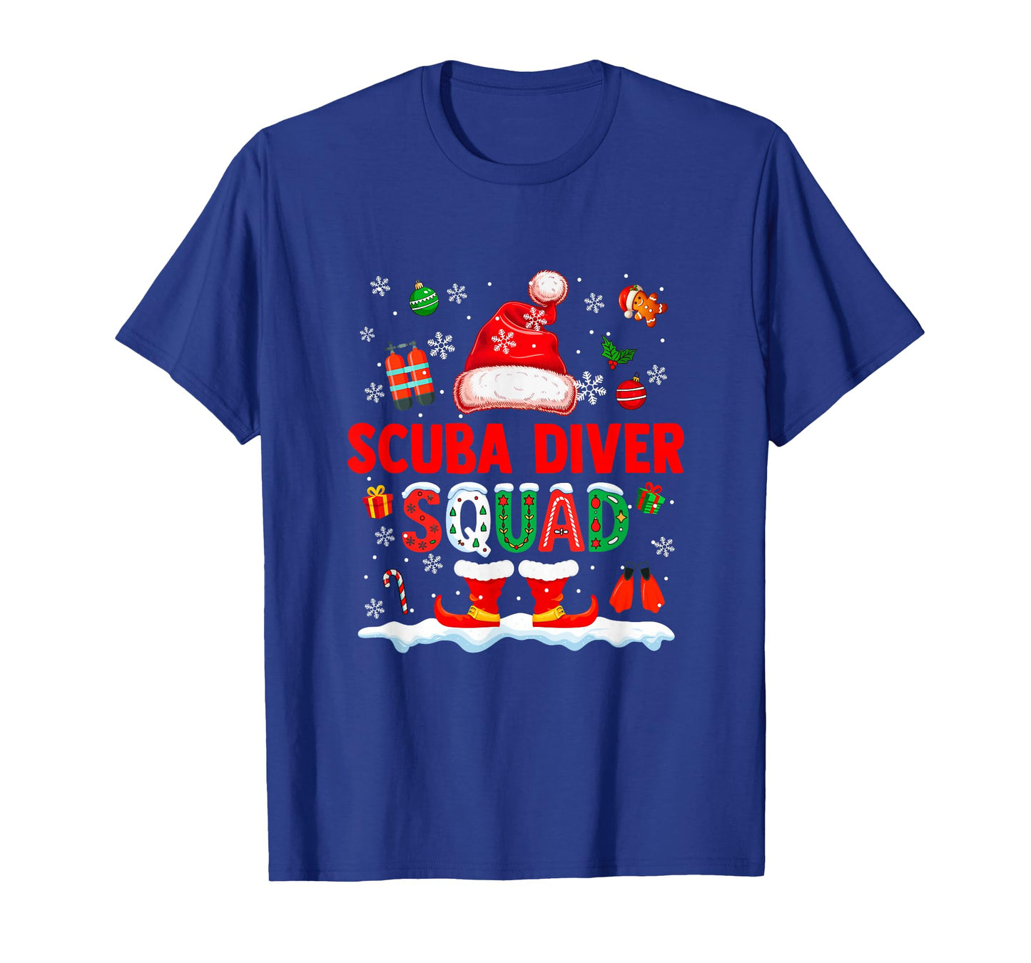 Scuba Diver Squad Men Job Christmas Santa Costume Bow Tie T-Shirt