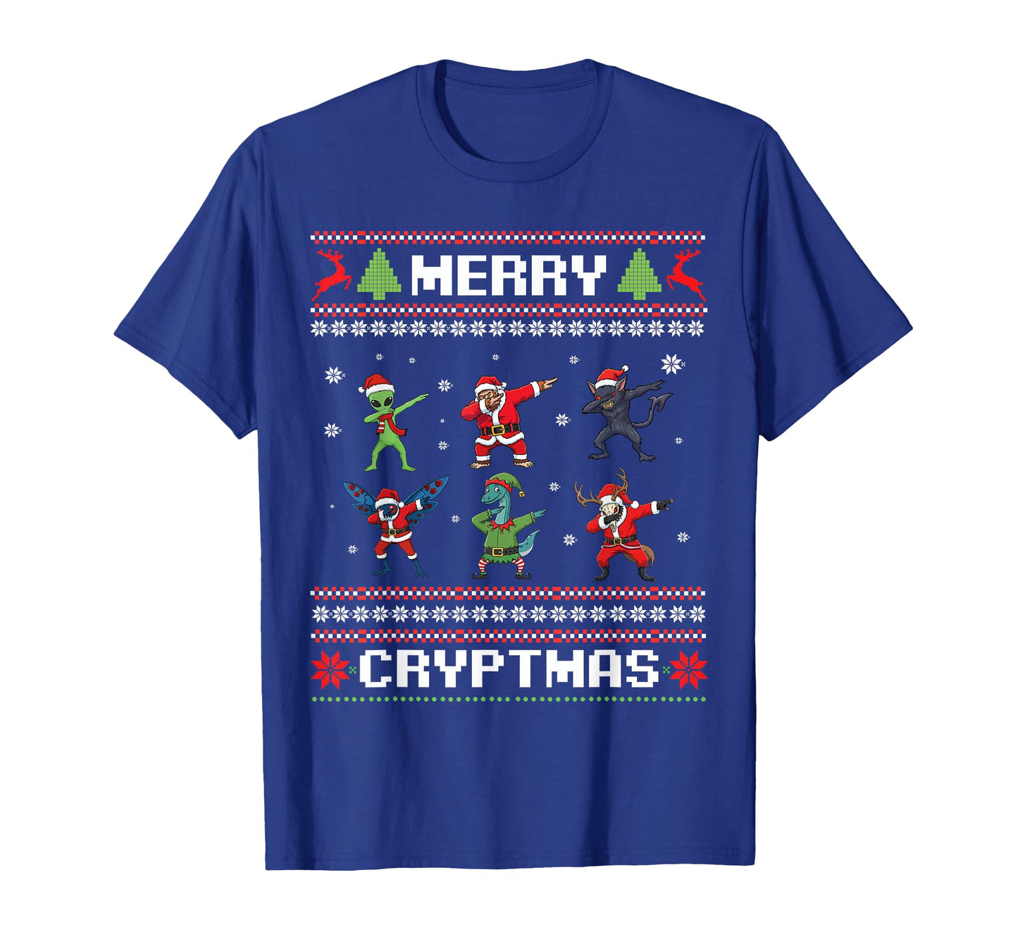 Merry Cryptmas Dabbing Cryptid Monsters Funny Ugly Christmas T-Shirt