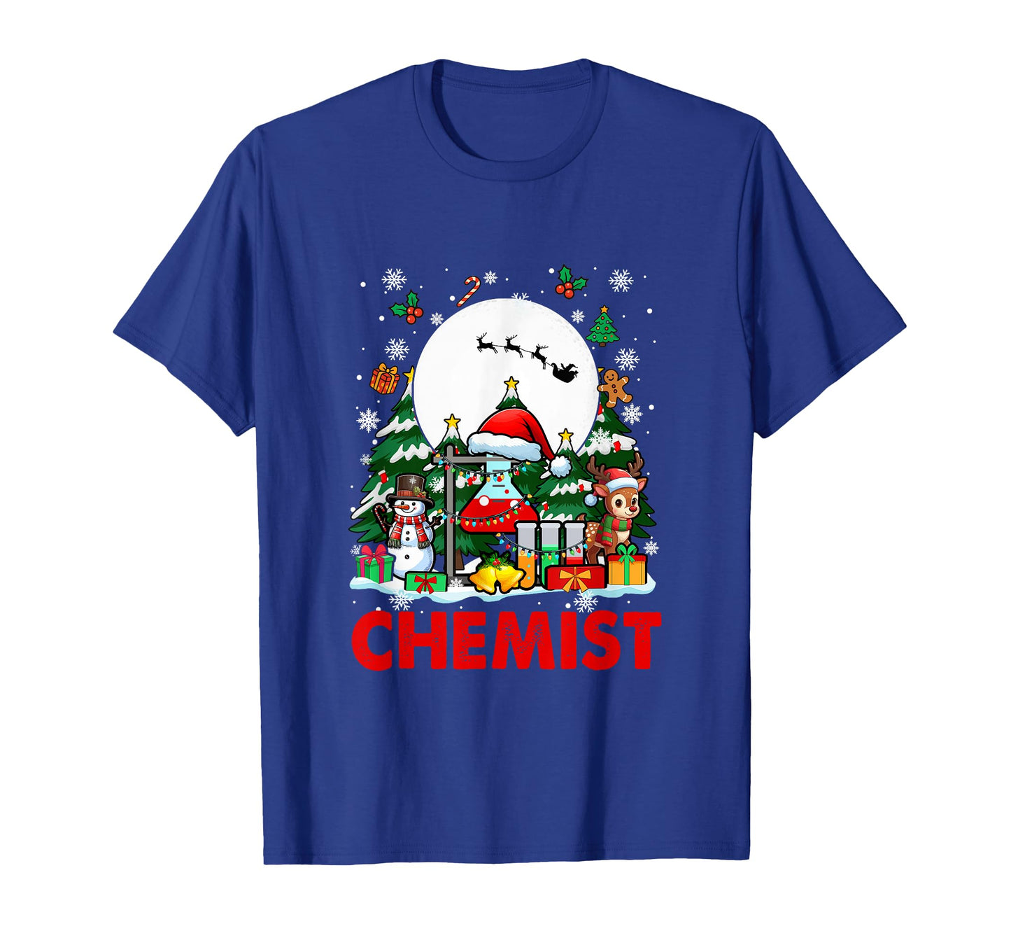Chemist Job Tools Santa Snowmen Reindeer Christmas Trees T-Shirt