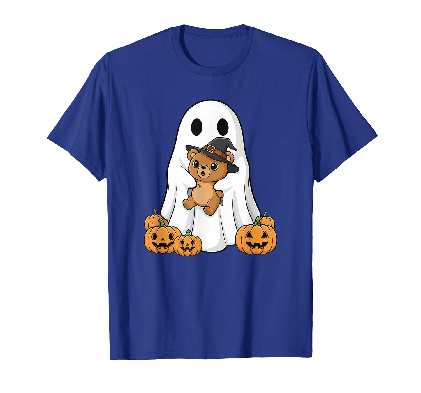 Funny Ghost Pumpkin Halloween Bear Kids Mens Womens T-Shirt