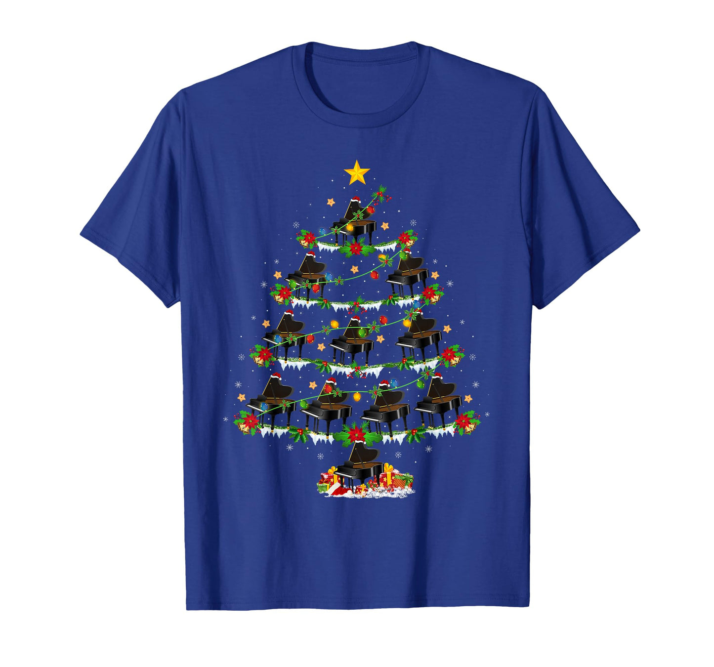 Piano Christmas Tree Lights Music Lover Musical Xmas T-Shirt