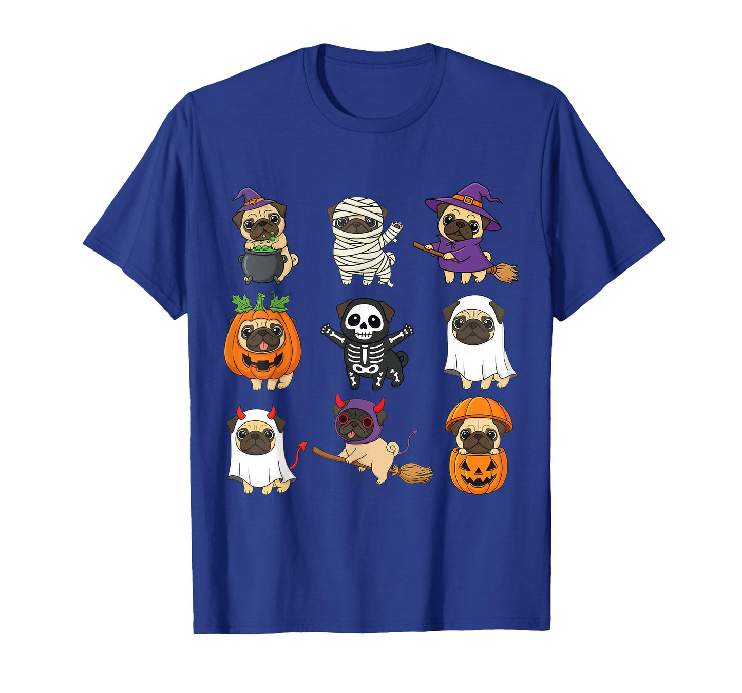 Spooky Pug Ghost Witch Pumpkin Halloween Pug Lover T-Shirt
