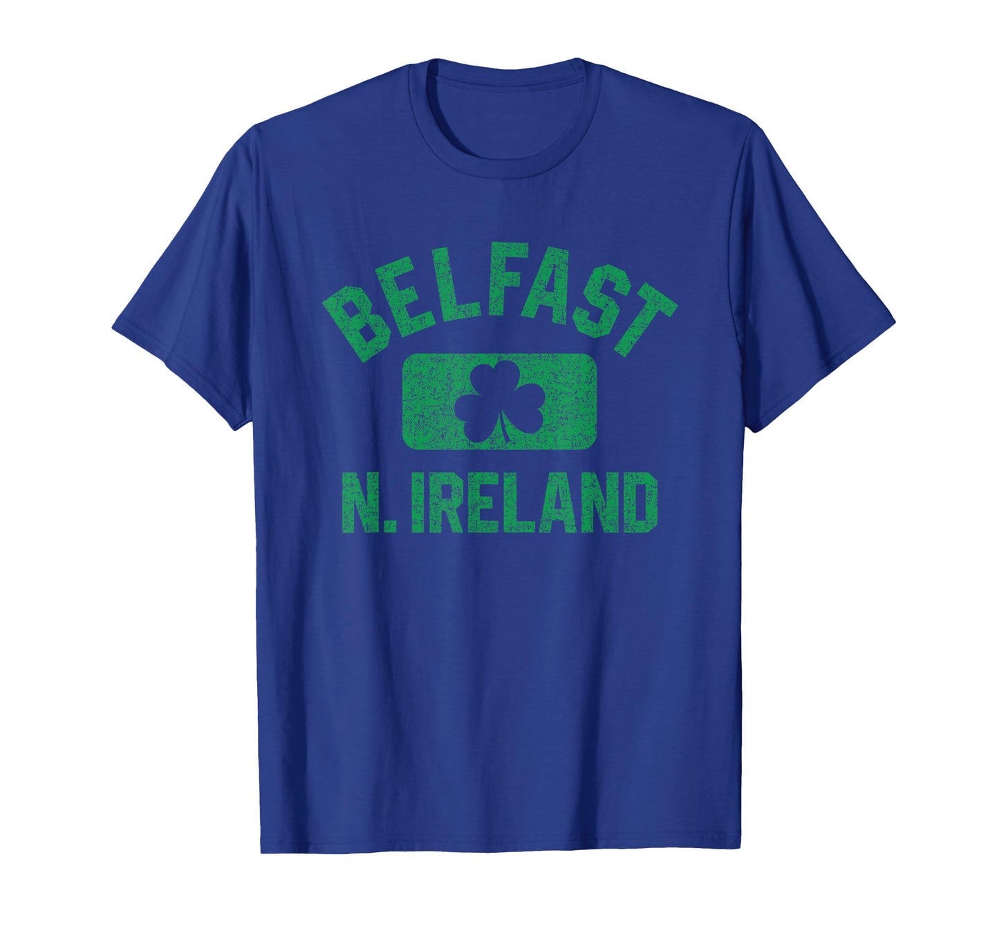 Belfast N. Ireland Gym Style Distressed Green Print T-Shirt