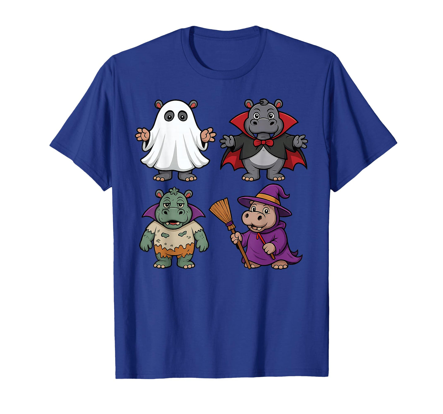 Halloween Cute Hippo Boo Witch Pumpkin Costume for Mem Women T-Shirt