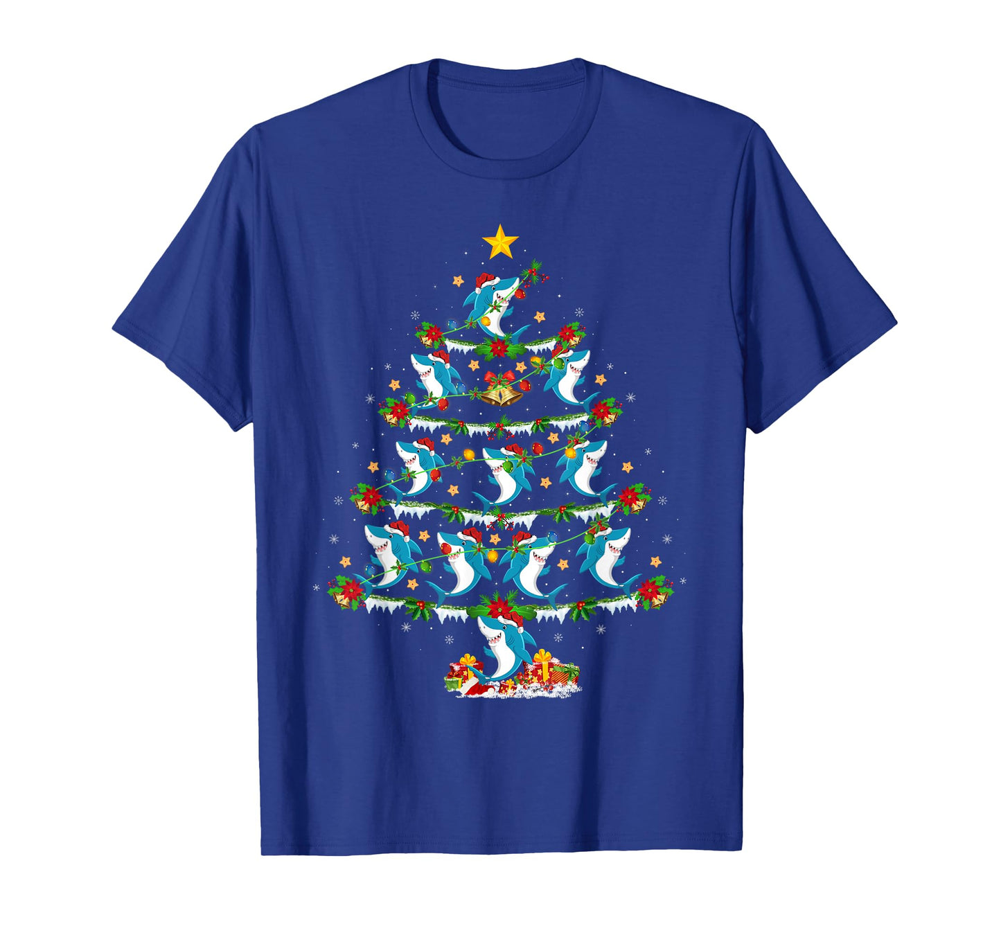 Shark Christmas Tree Lights Funny Sea Animal Shark Xmas T-Shirt
