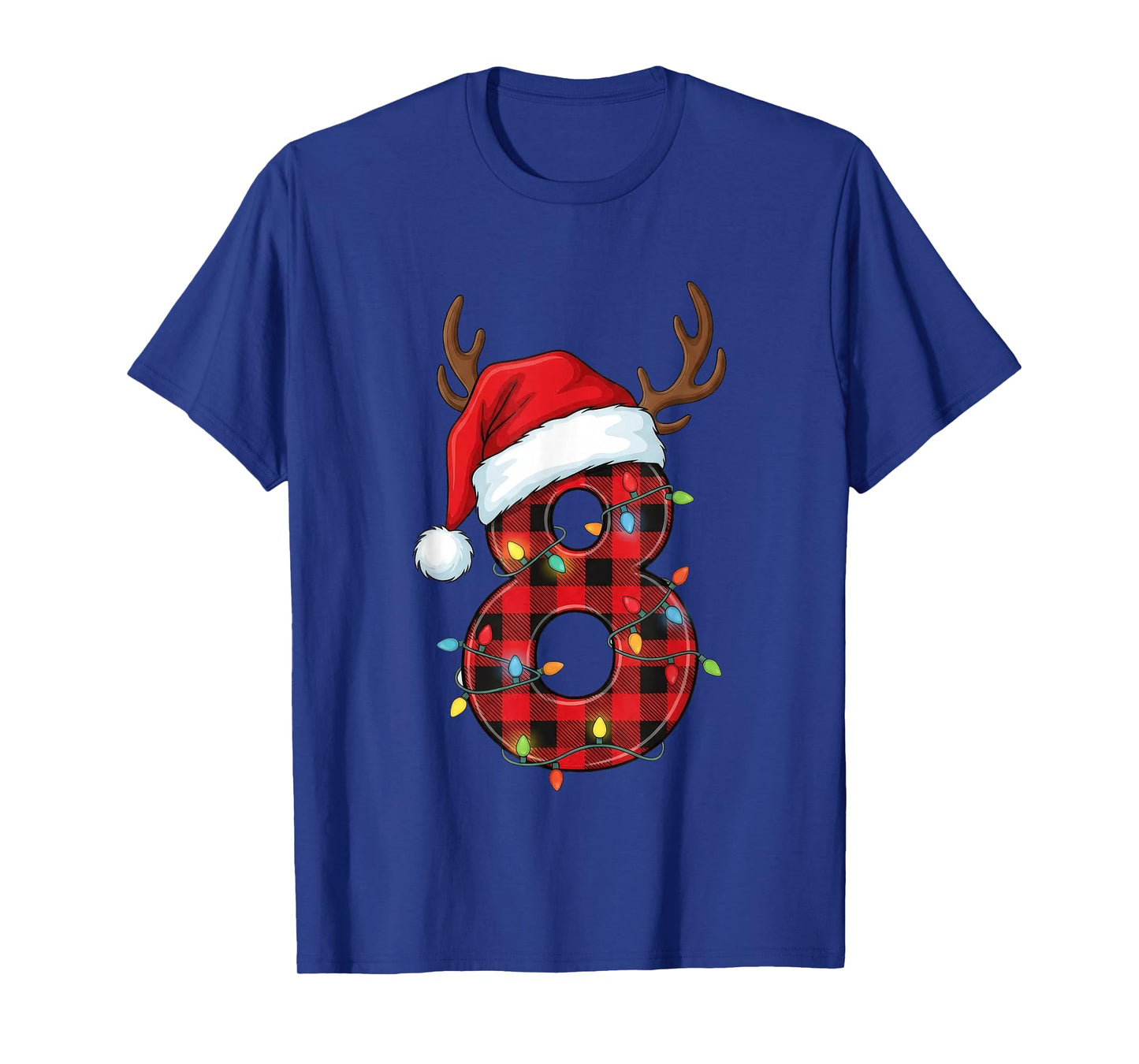 Christmas Plaid Eight with Lights Design T-Shirt