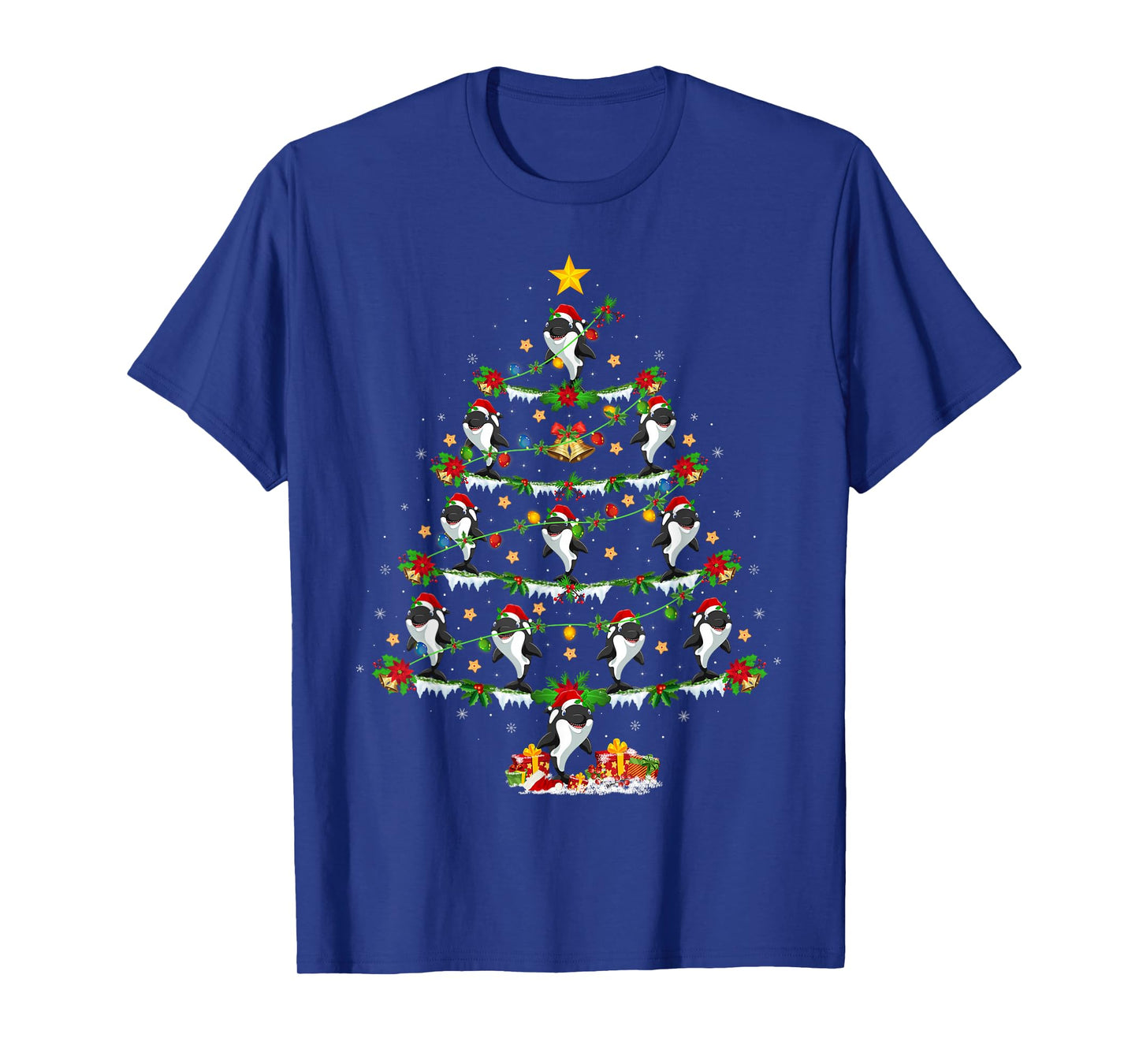 Orca Christmas Tree Lights Funny Sea Animal Orca Whale Xmas T-Shirt
