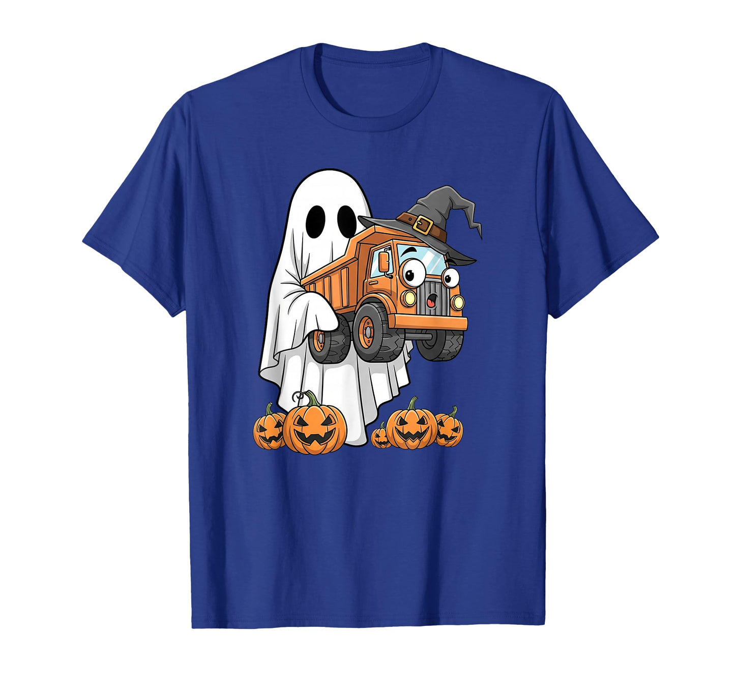 Funny Ghost Dump Truck Pumpkin Halloween Kids Mens Womens T-Shirt