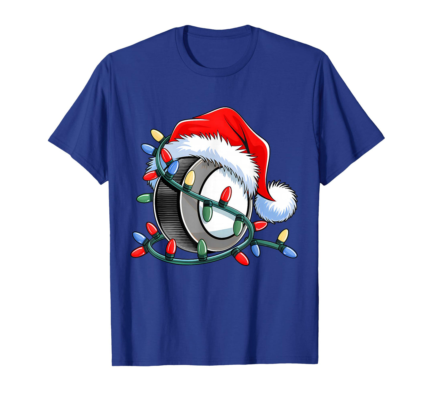 Hockey Santa Hat Xmas Funny Christmas Boys Men Hockey Lover T-Shirt