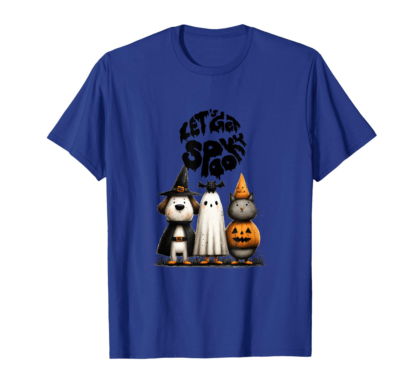 Whimsical Halloween Cat and Dog in Costume Design T-Shirt