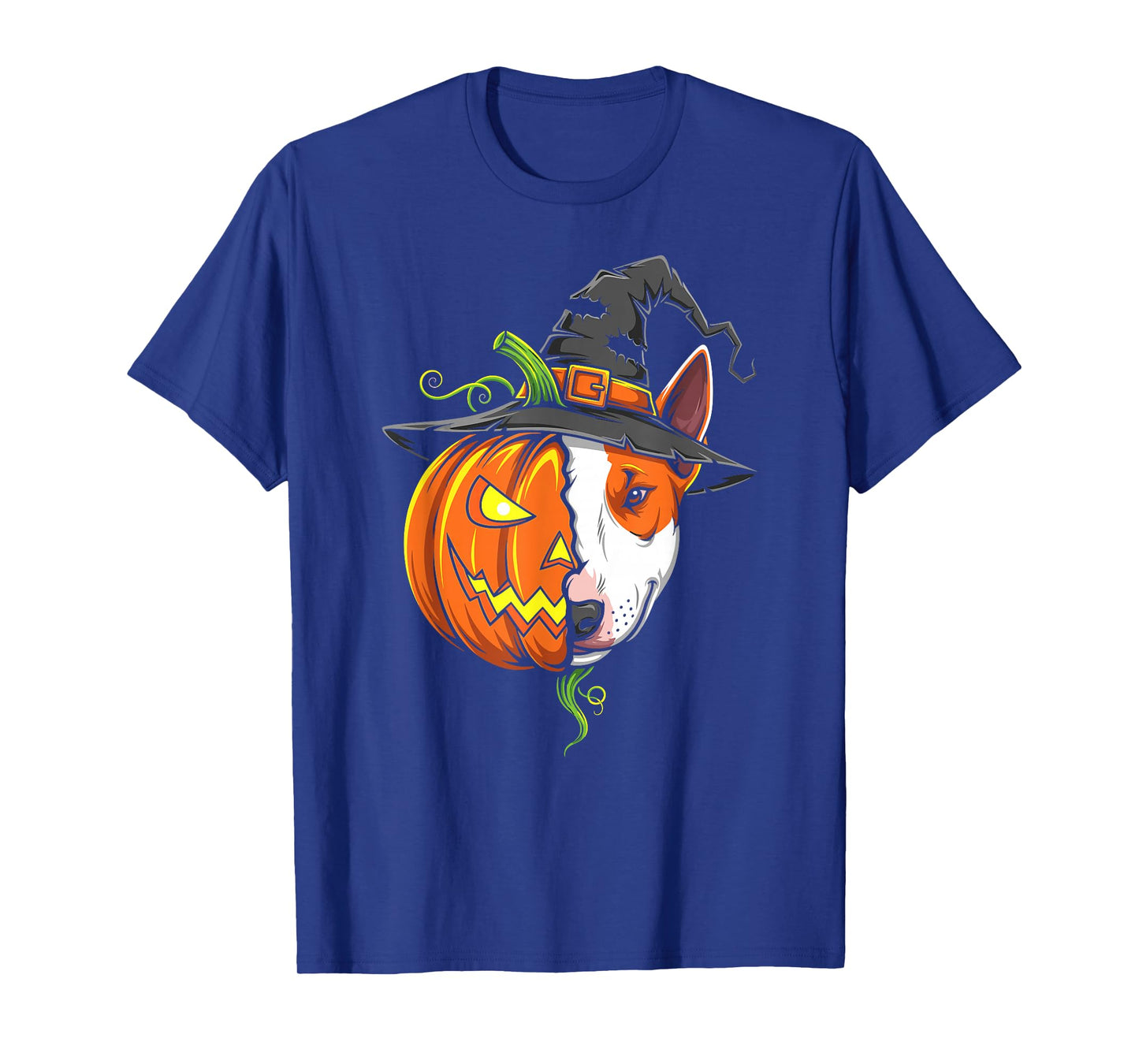 Bull Terrier Pumpkin Jack O Lantern Halloween Mens Womens T-Shirt