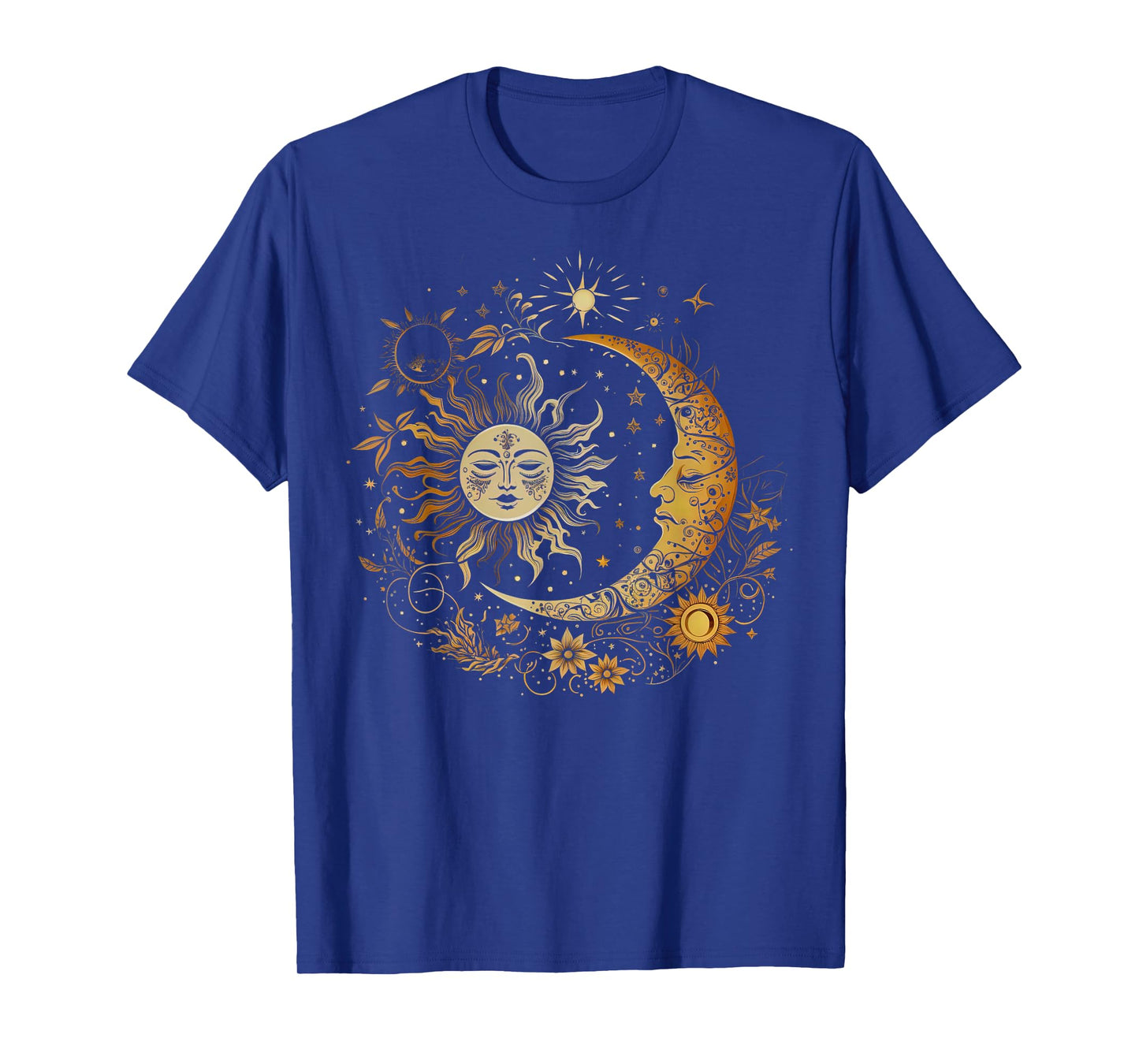 Vintage Celestial Sun Moon Flower Astrology Moon Phases T-Shirt