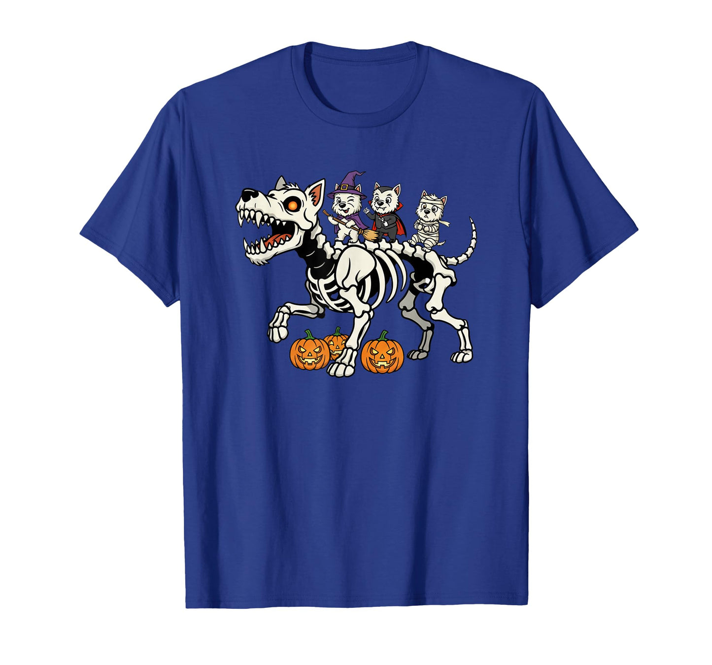 West Highland White Terrier Skeleton Mummy Witch Halloween T-Shirt