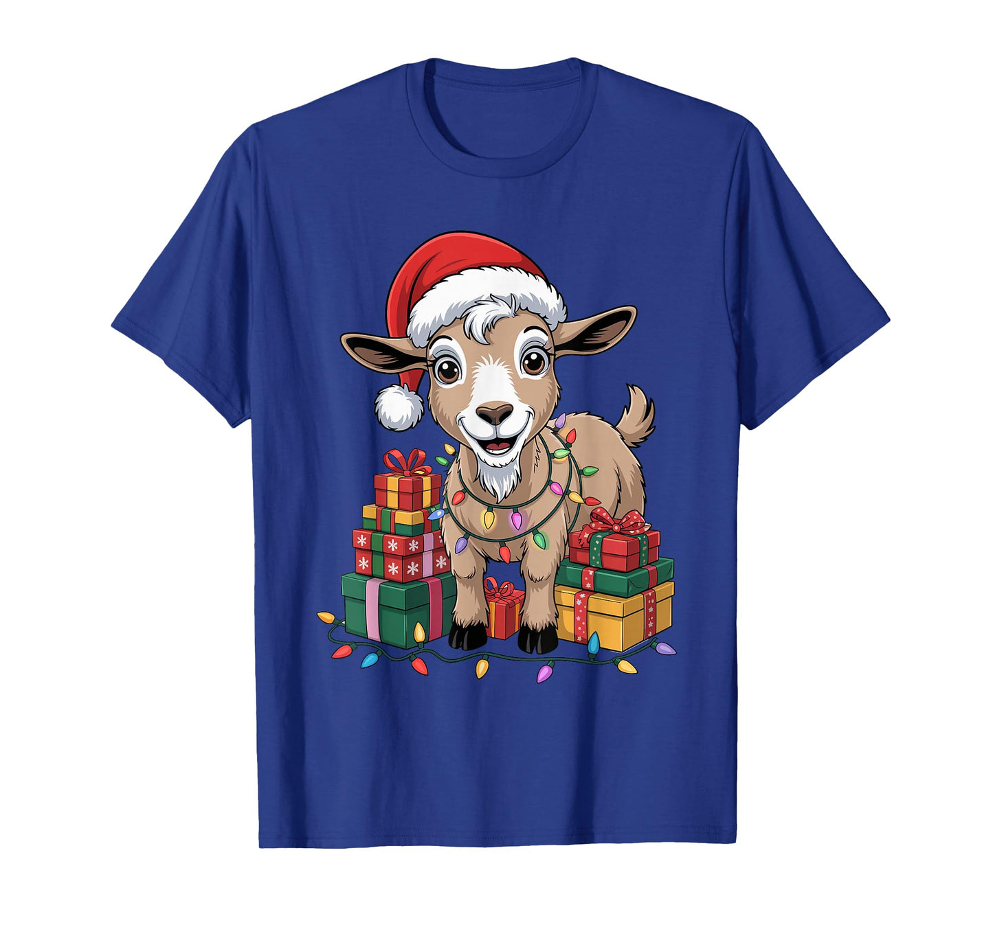Goat Santa Hat Christmas Design Funny Farm Animal Lovers T-Shirt