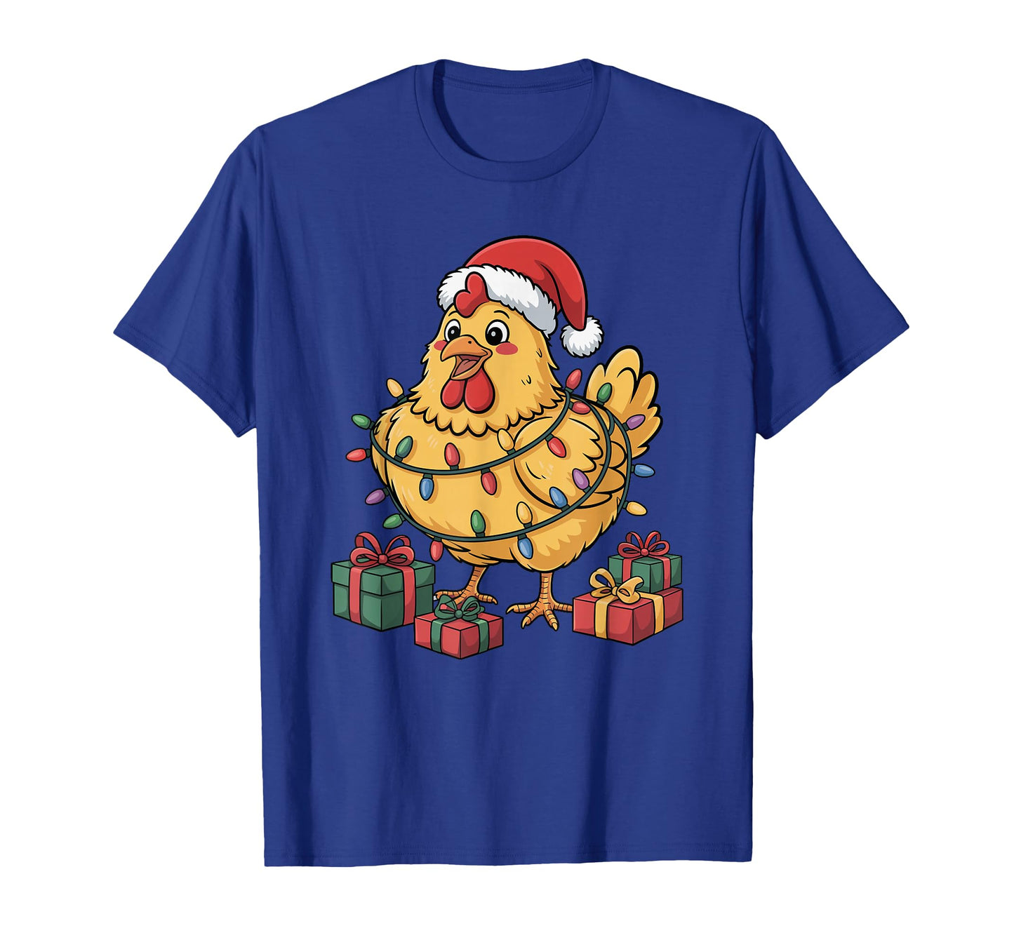 Chicken Santa Hat Christmas Design Funny Farm Animal Lovers T-Shirt